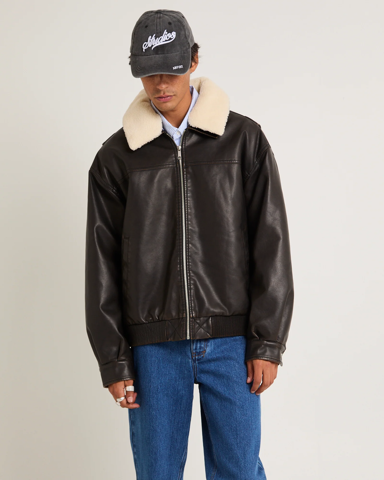 Aviator Leather Jacket - Image 5