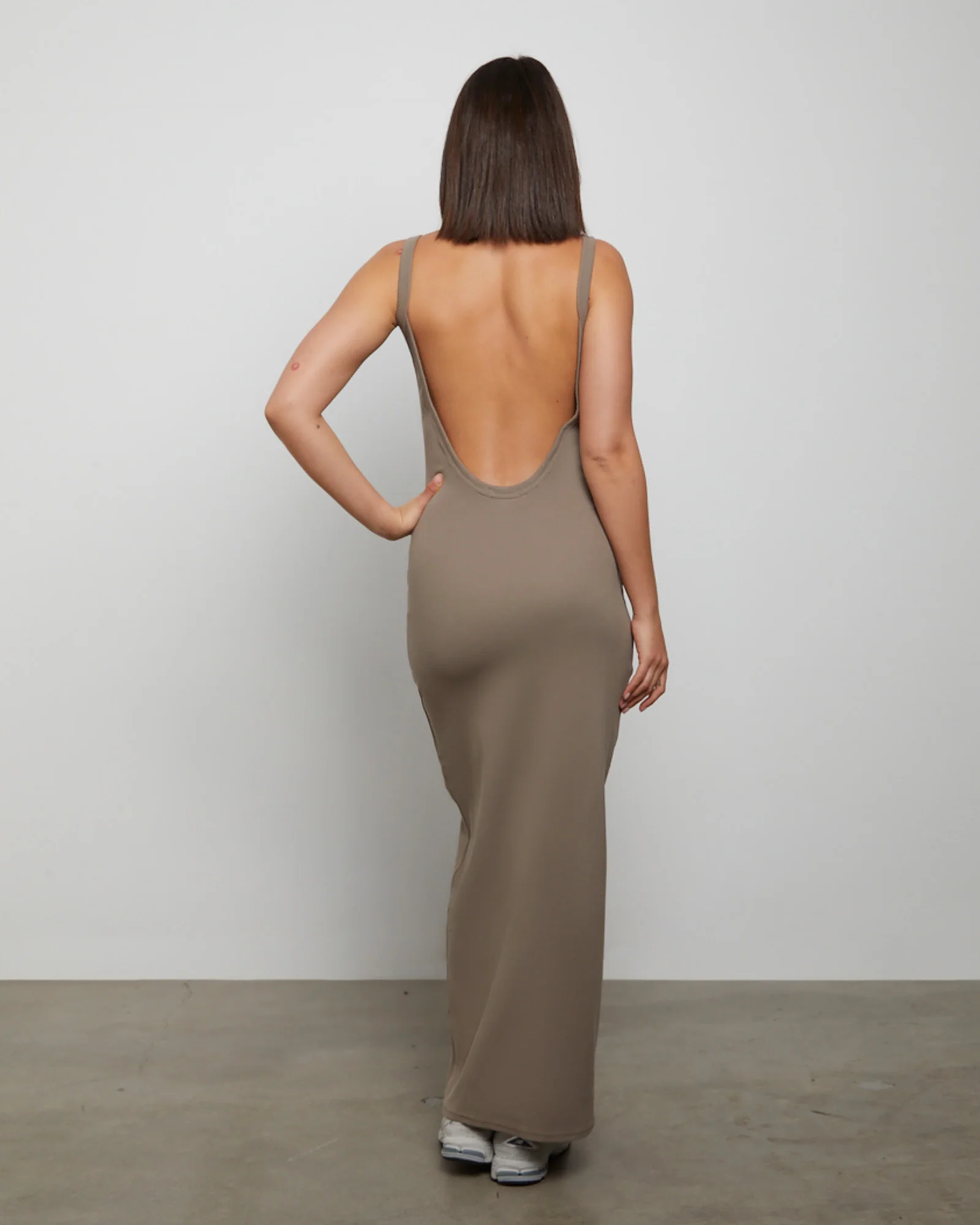 Backless Midi Dress in Brown - Image 2