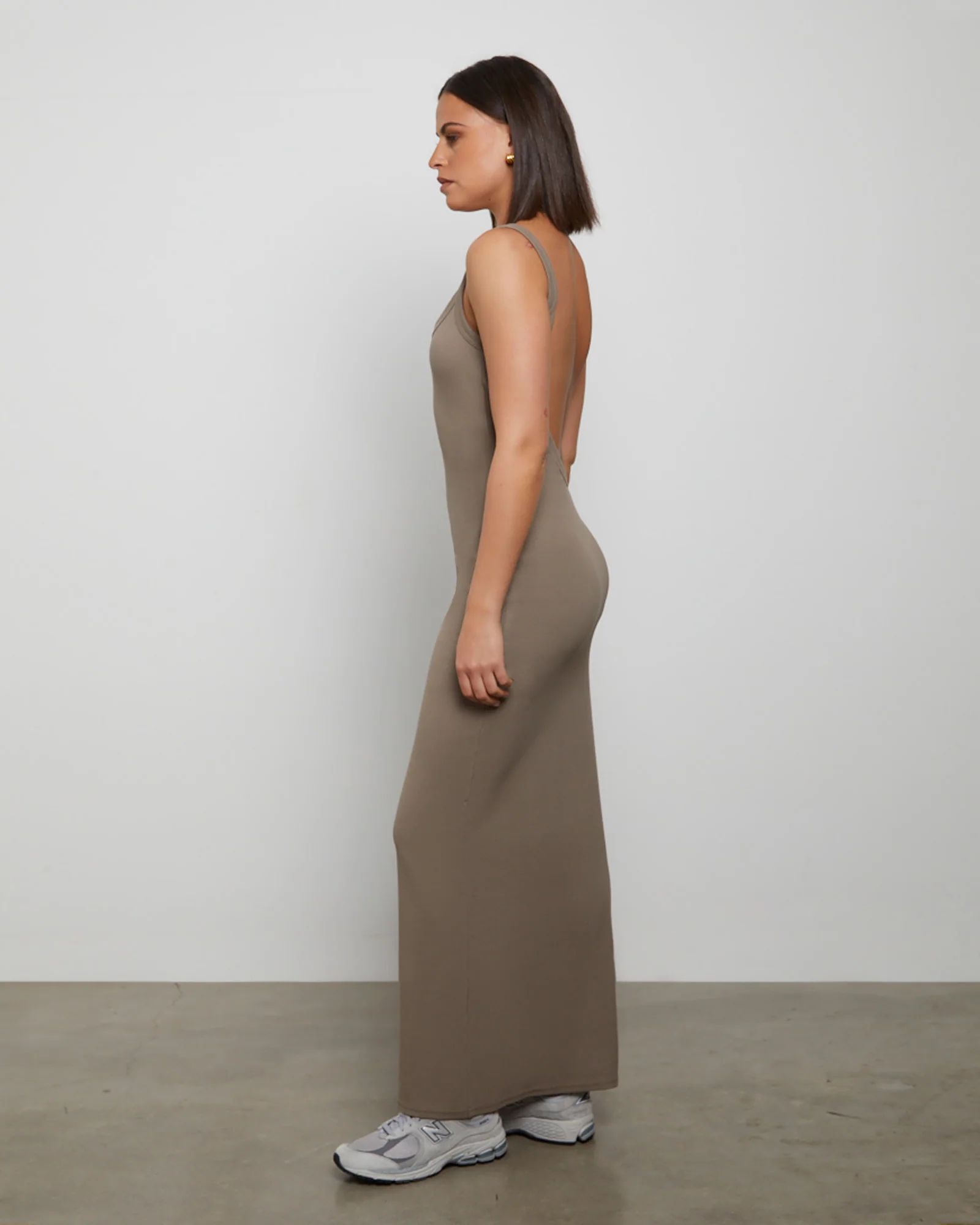 Backless Midi Dress in Brown - Image 4