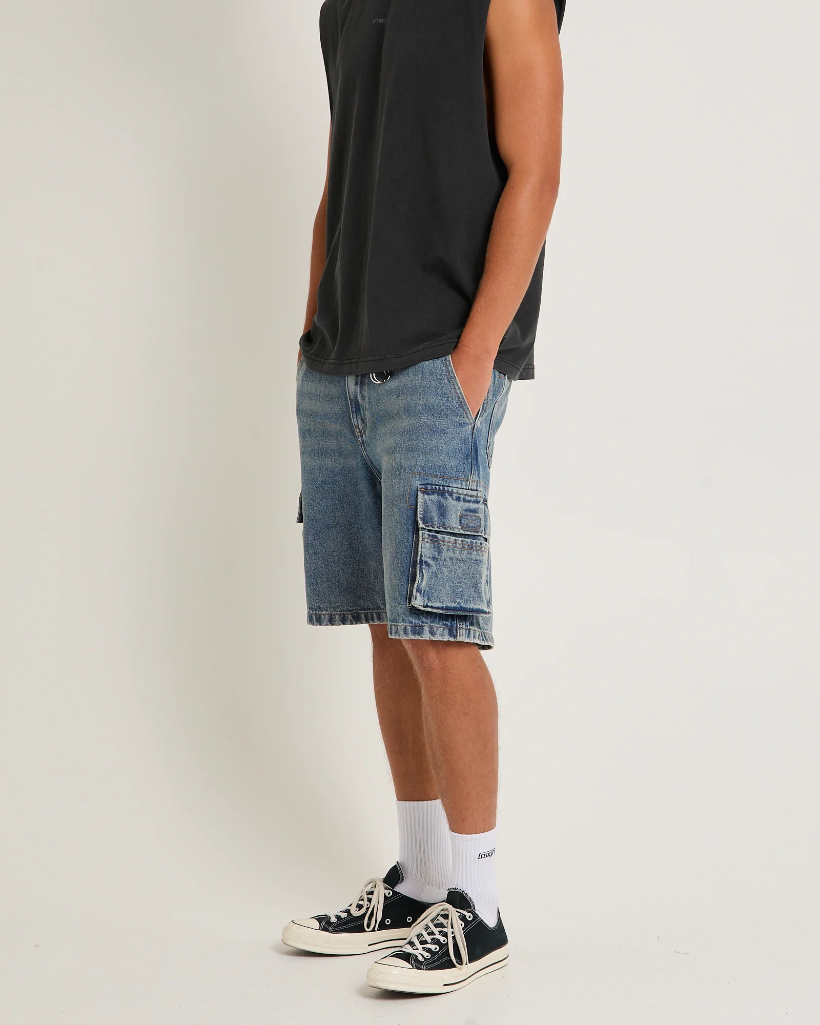 Baggy Denim Cargo Shorts - Image 4