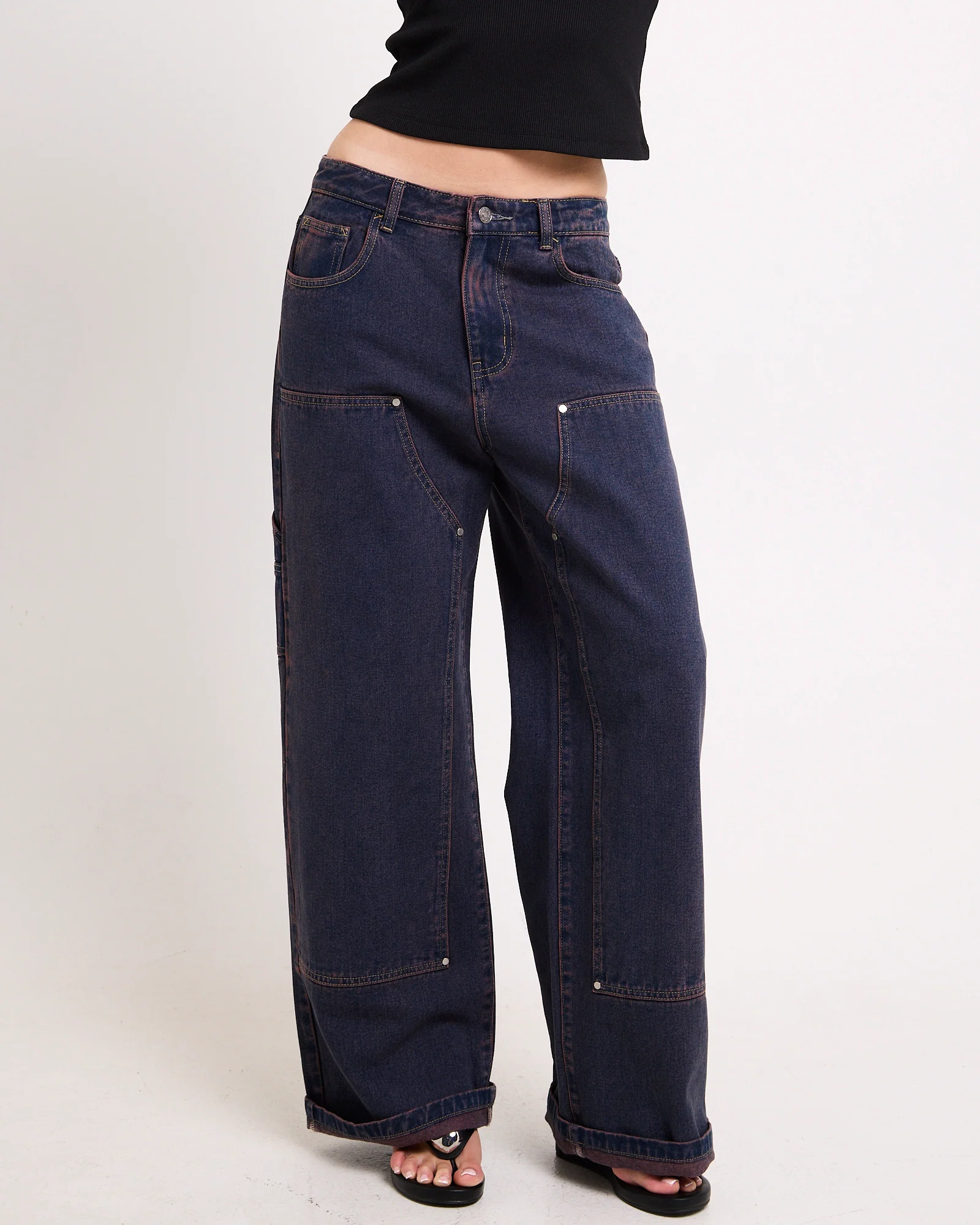 Baggy Double Knee Carpenter Denim Jeans - Image 2