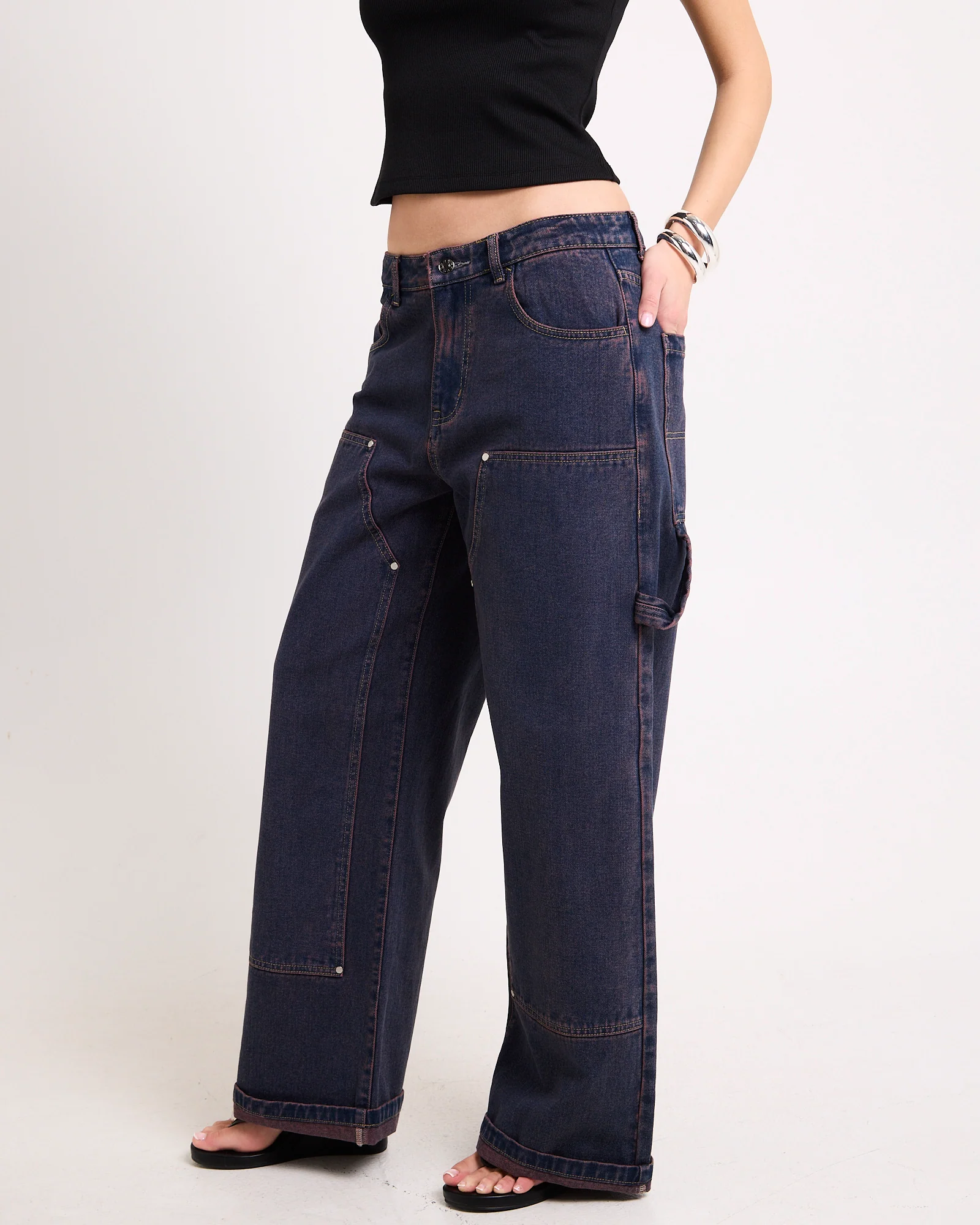Baggy Double Knee Carpenter Denim Jeans - Image 4