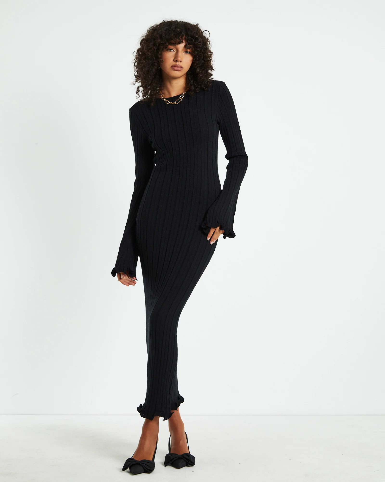 Baha Long Sleeve Dress Black - Image 3