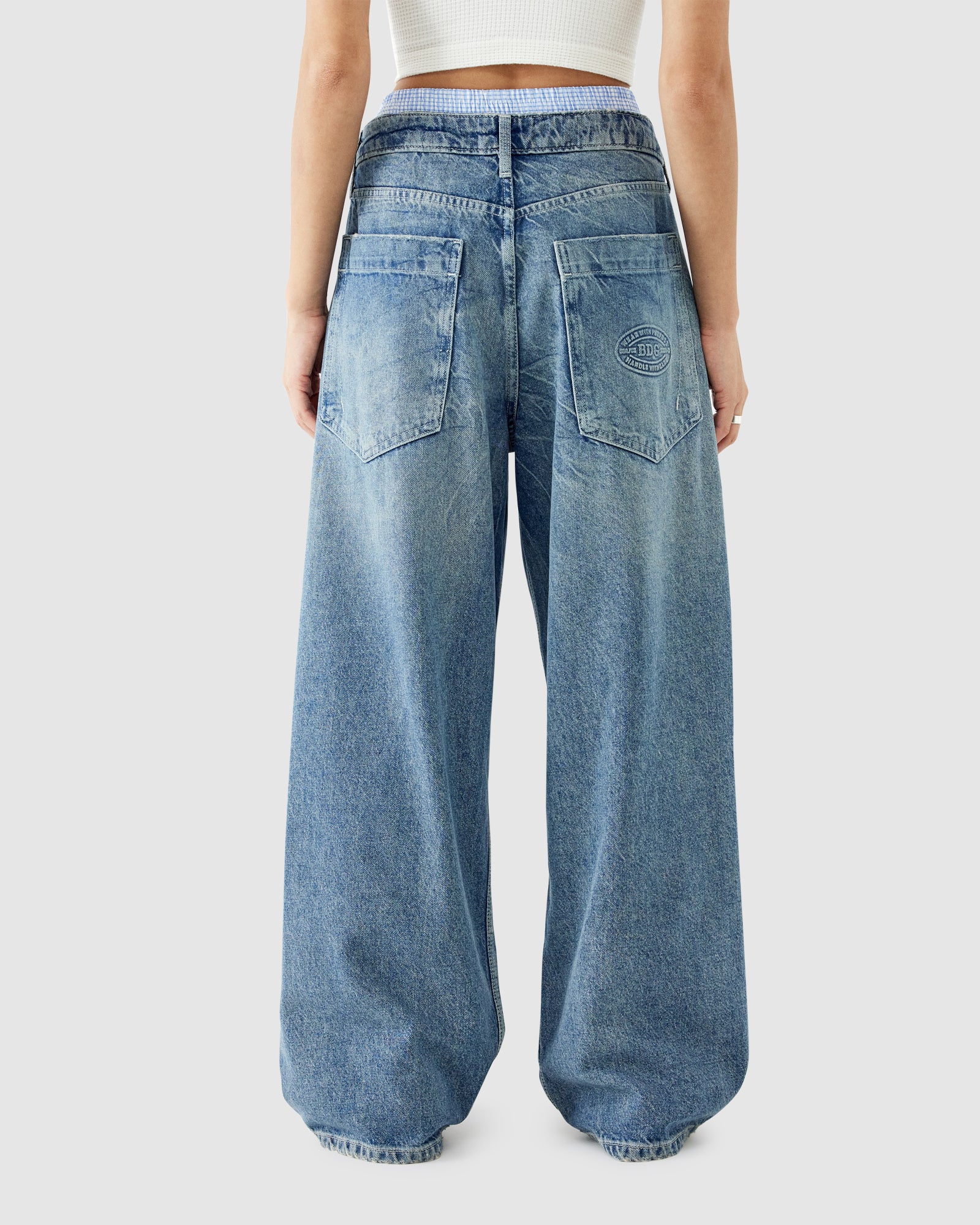 Boxer Waistband Wide Leg Denim Jeans - Image 2