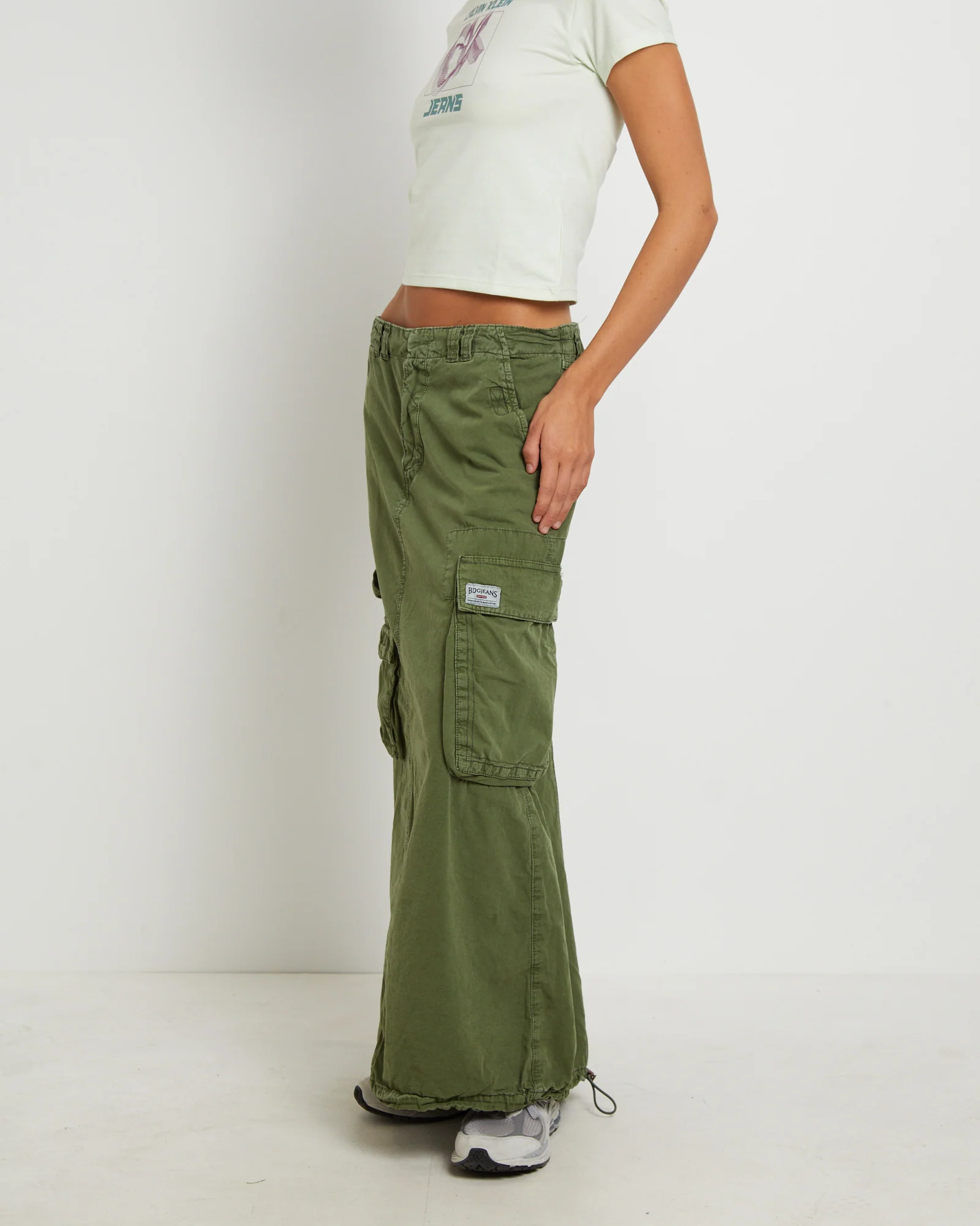 BDG Marta Multi Pocket Maxi Skirt in Khaki - Image 4