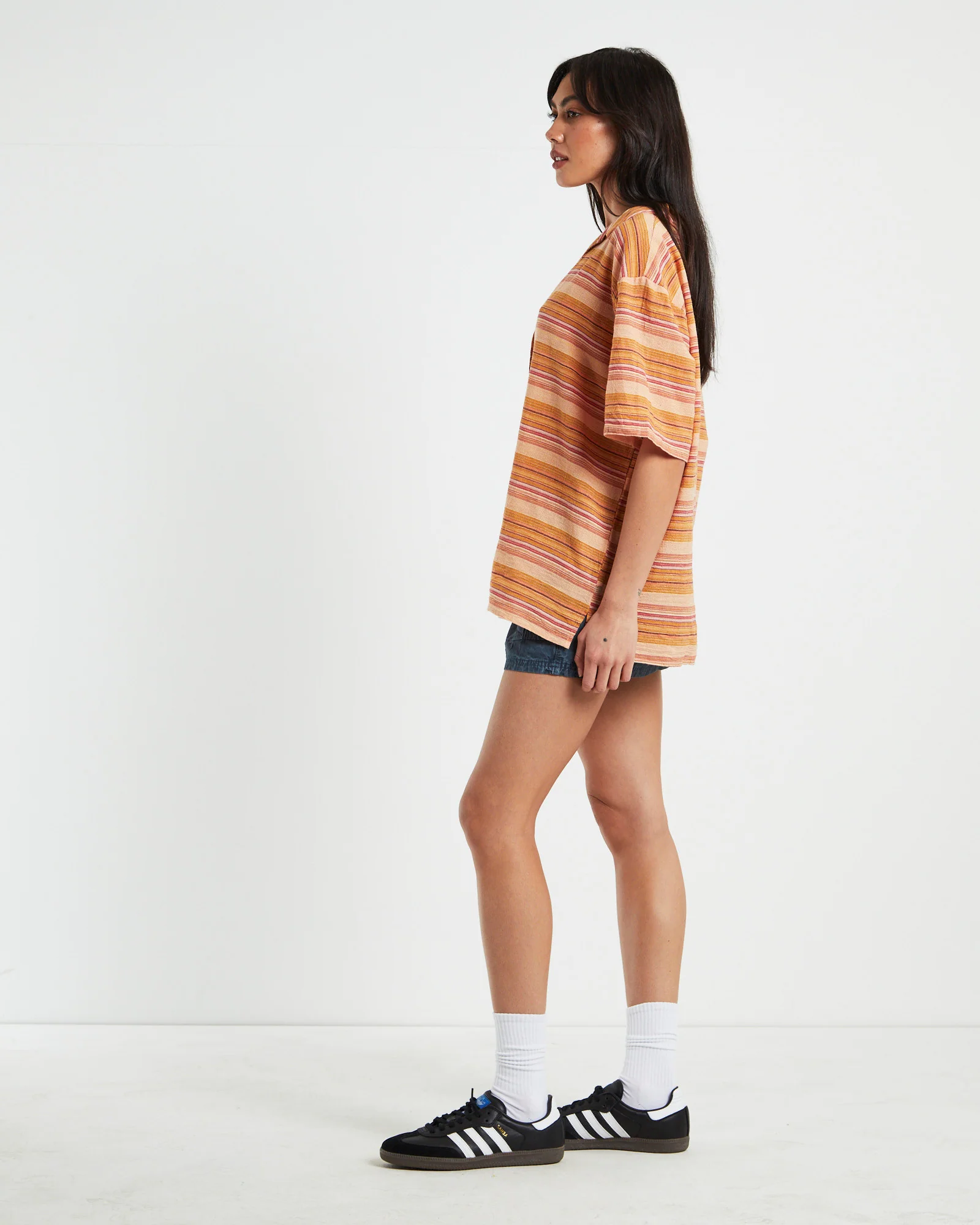 BDG Nolan Bowling Shirt Stripe Orange - Image 4