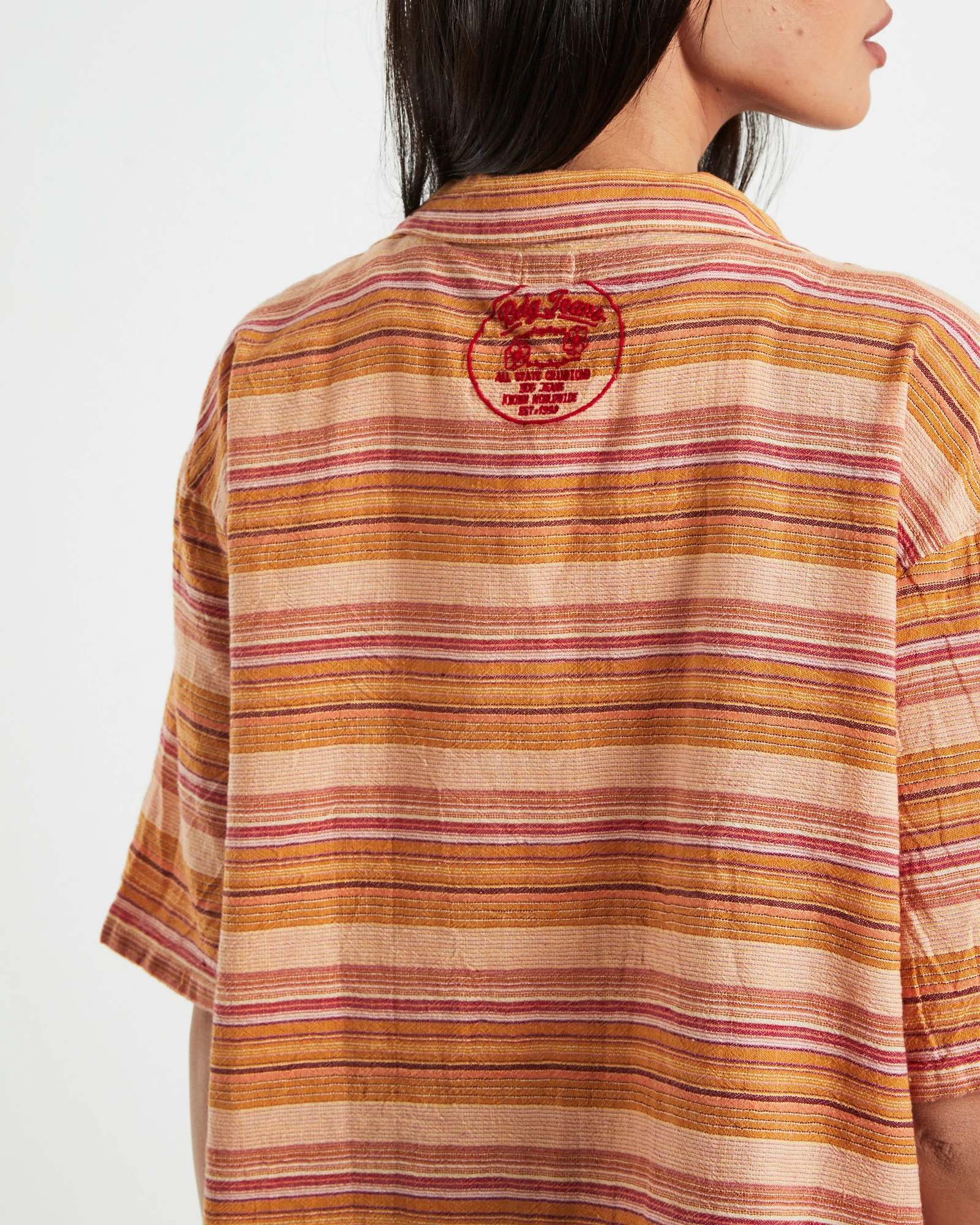 BDG Nolan Bowling Shirt Stripe Orange - Image 6