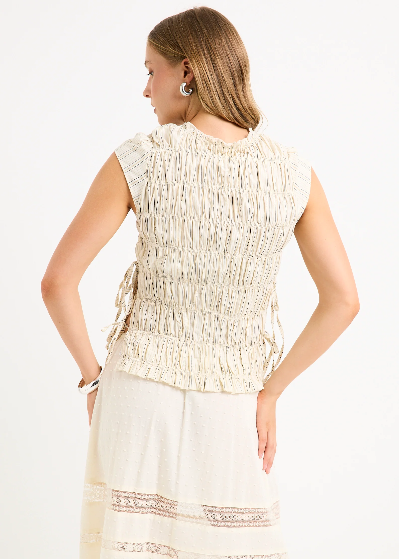 Belly Shirred Tie Top - Image 3