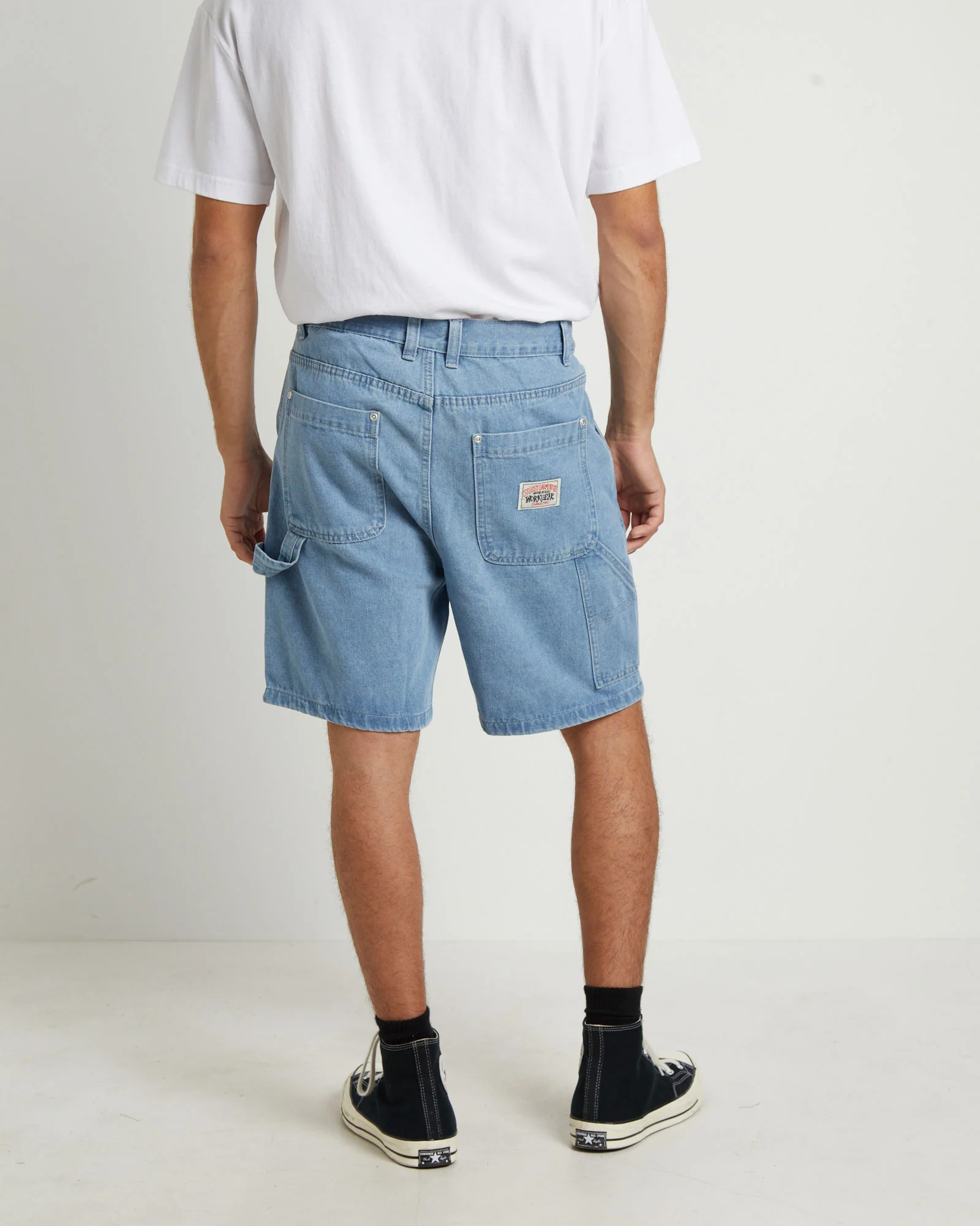 Big Ol Carpenter Denim Shorts in Mid Blue - Image 2