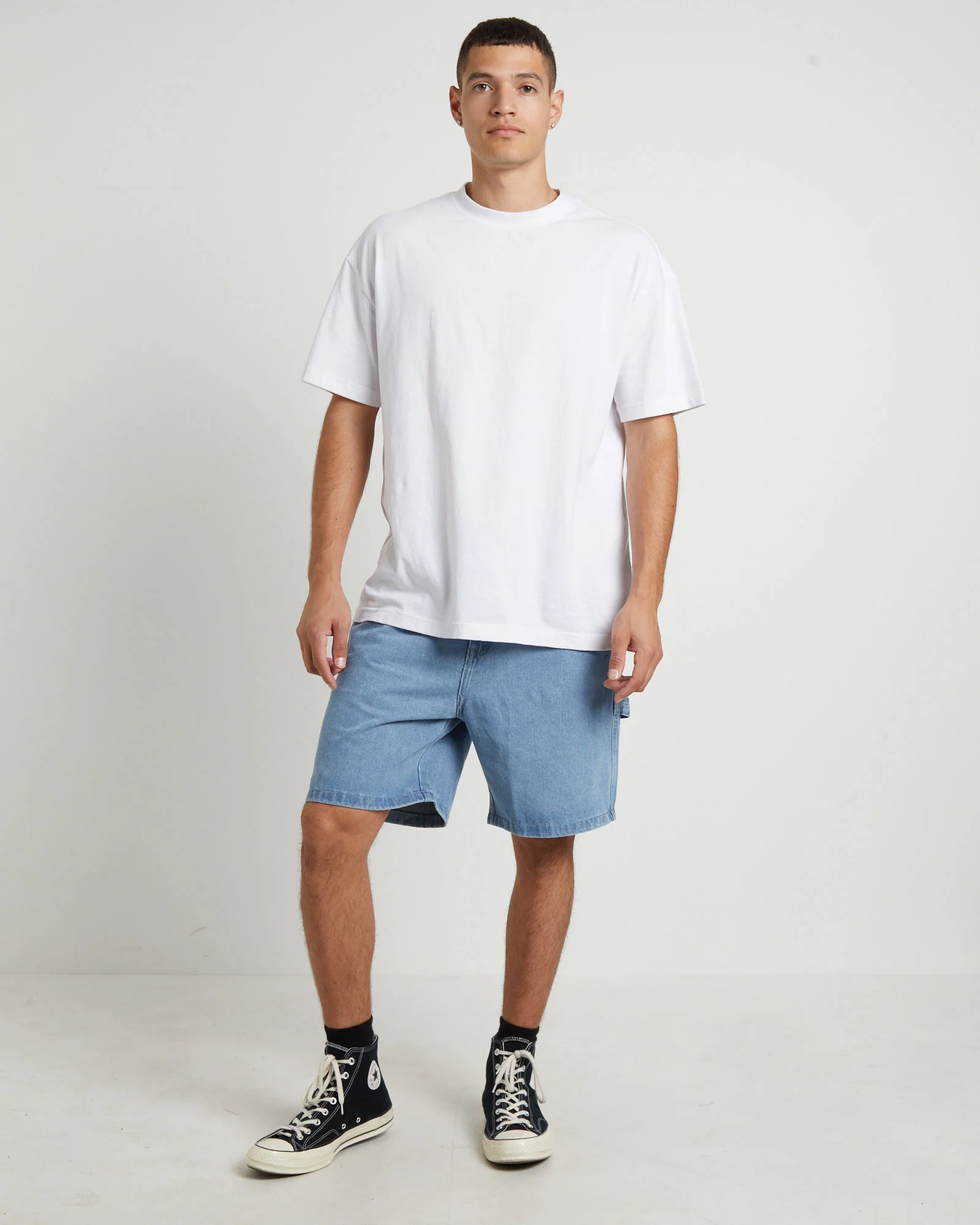 Big Ol Carpenter Denim Shorts in Mid Blue - Image 3