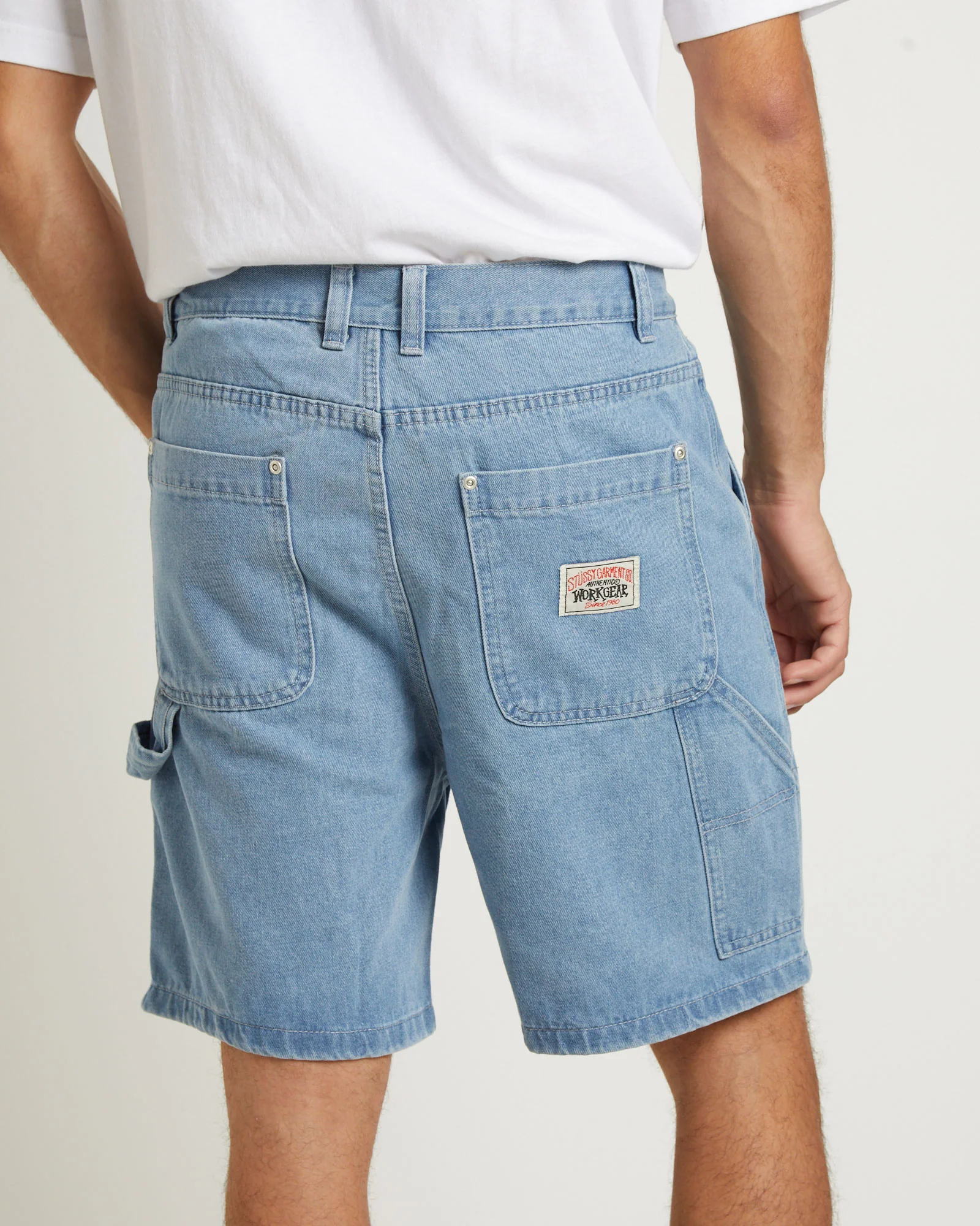 Big Ol Carpenter Denim Shorts in Mid Blue - Image 5