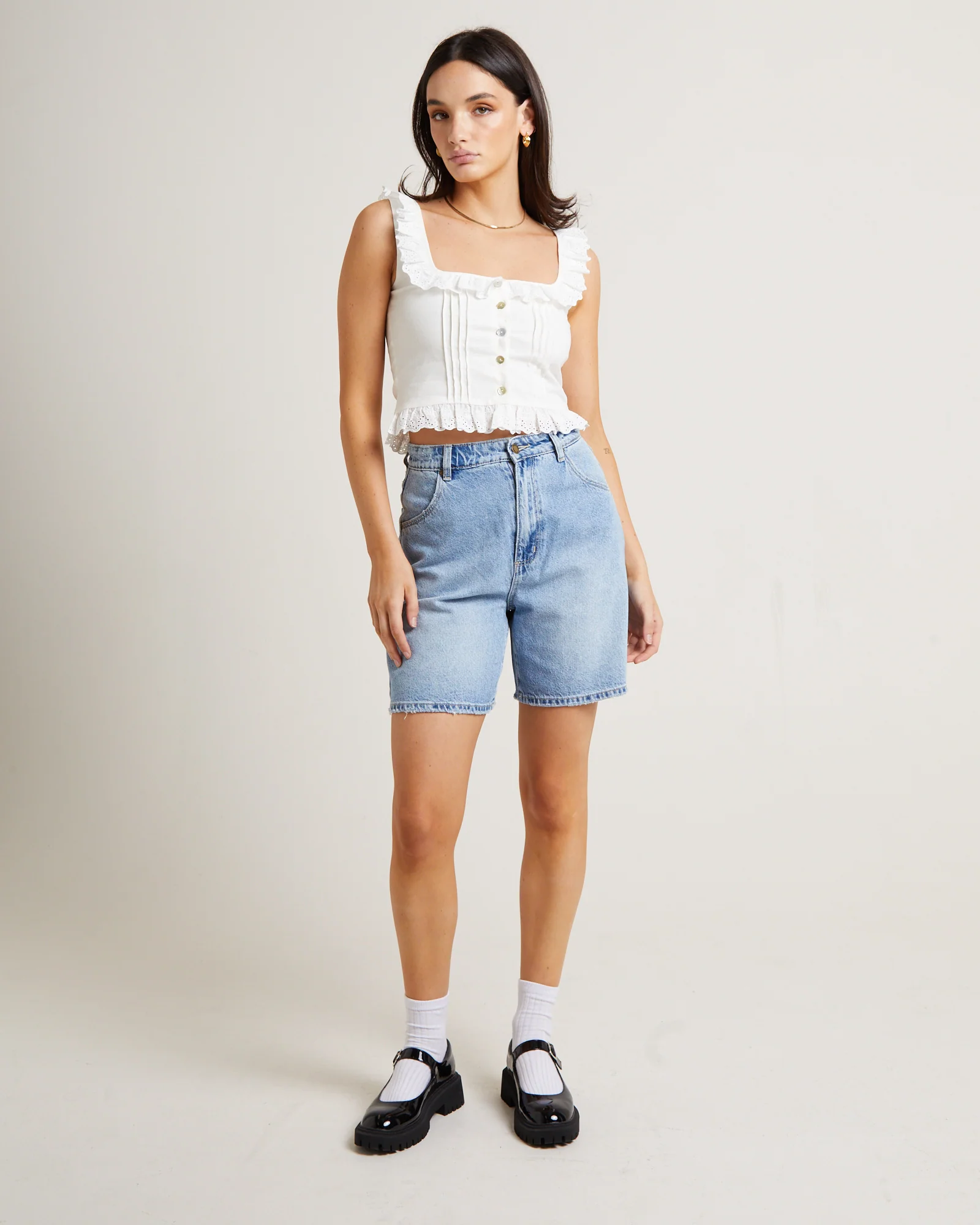 Birkin Lace Camisole Top in White - Image 3