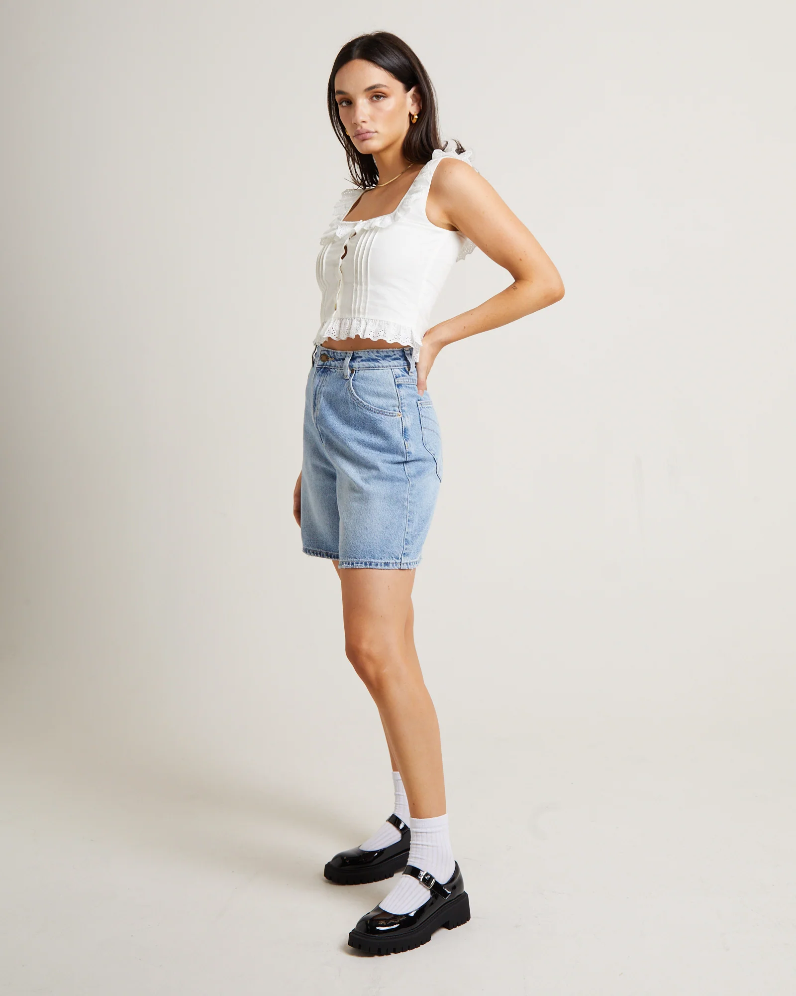 Birkin Lace Camisole Top in White - Image 4