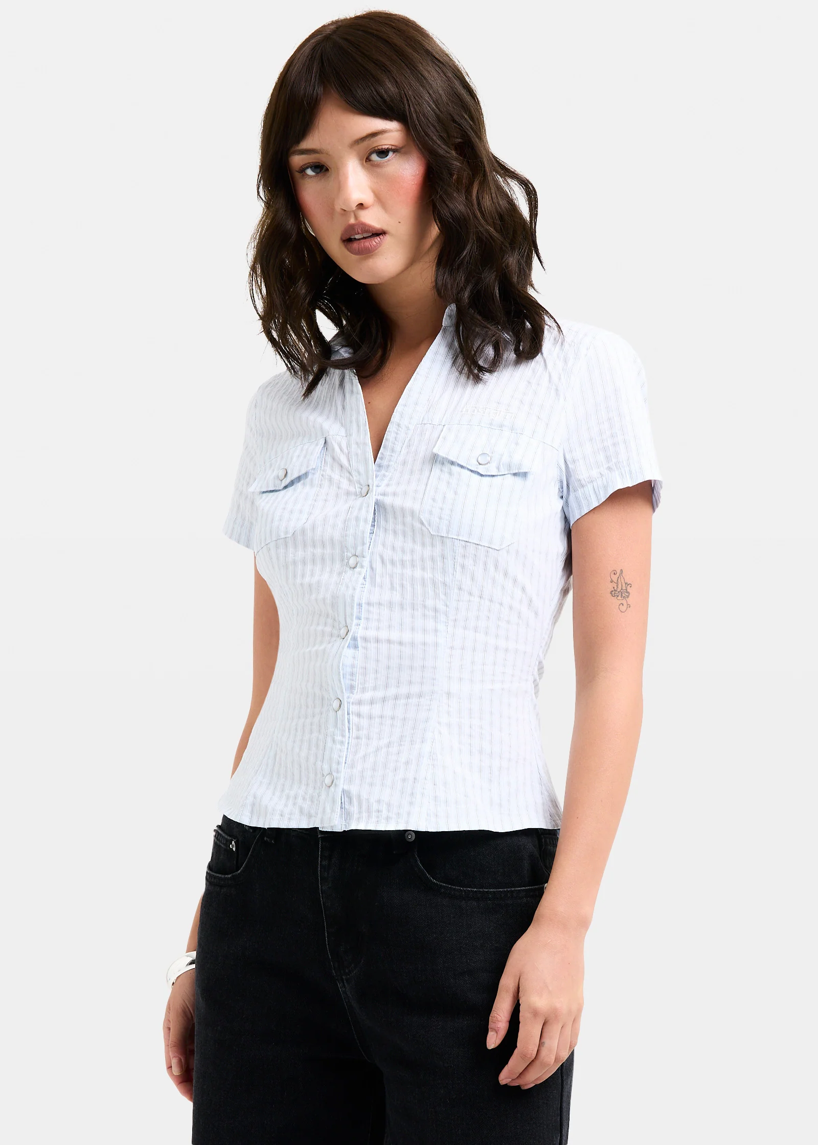 Blake Stripe Popper Shirt - Image 4