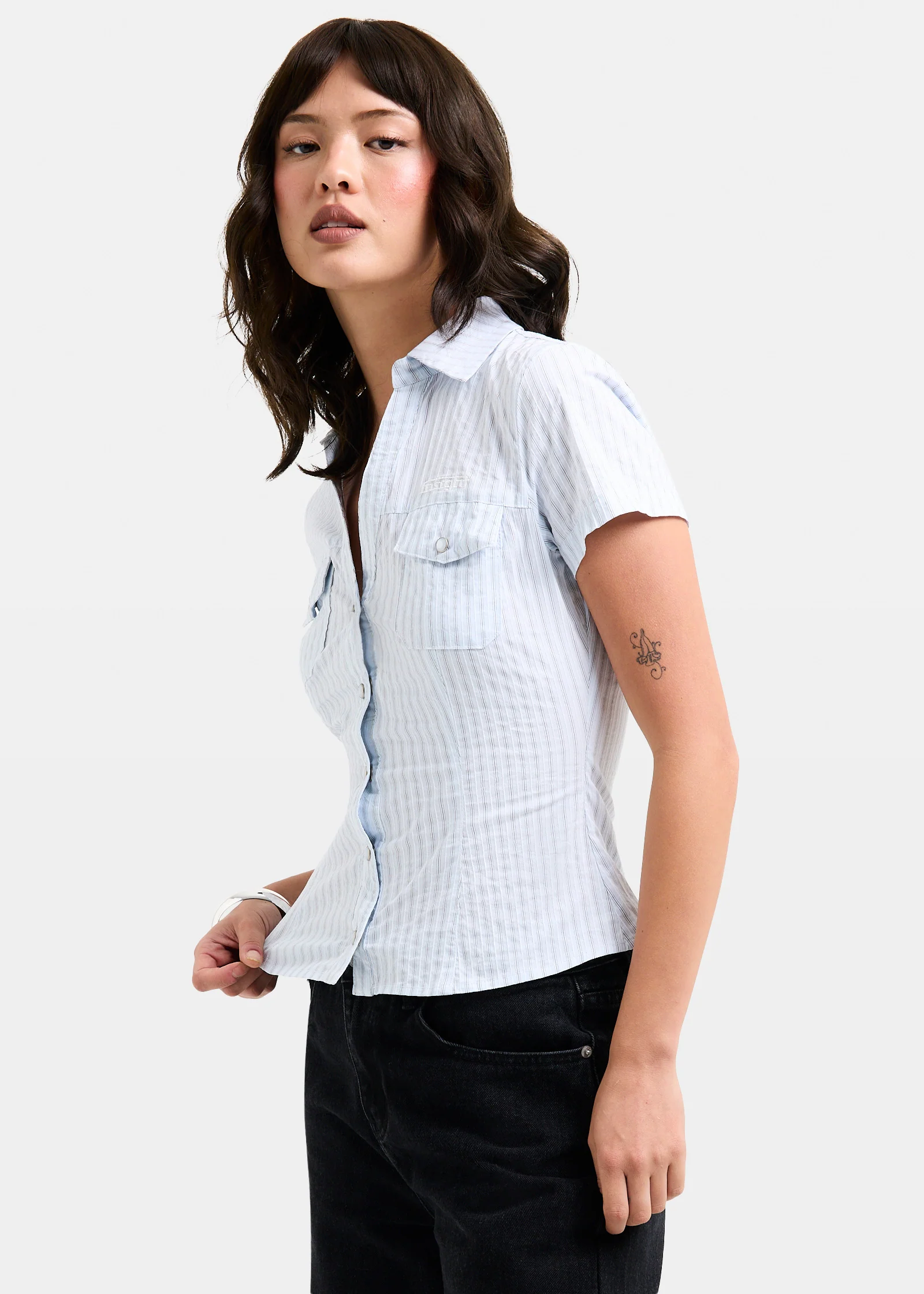 Blake Stripe Popper Shirt - Image 5