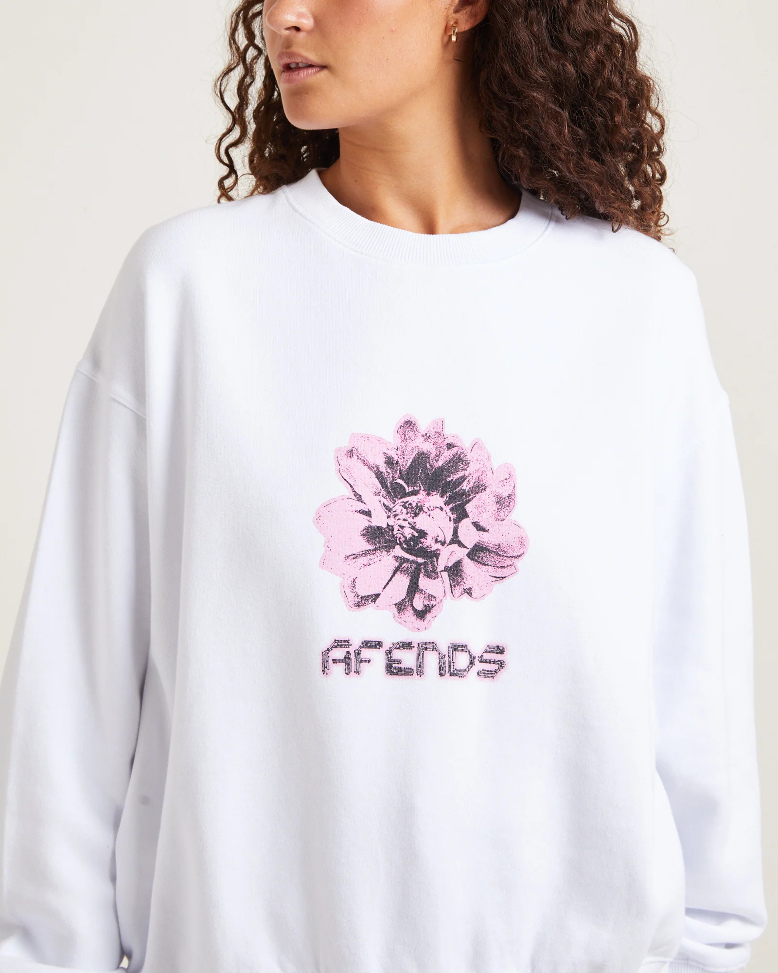 Bloom Recycled Crew Neck Jumper White - Image 5