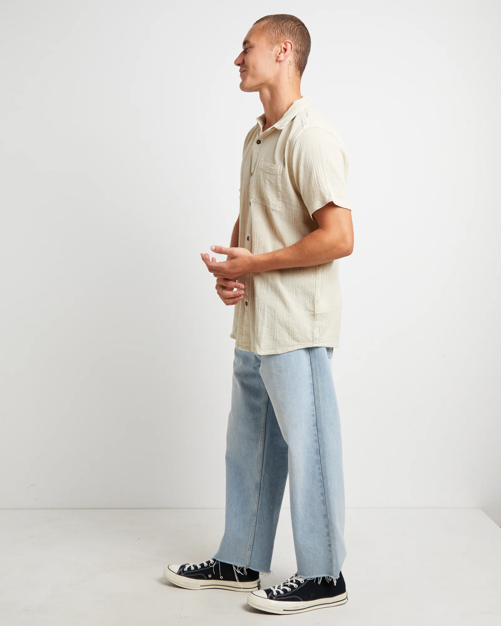 Bon Crepe Short Sleeve Shirt Natural - Image 4