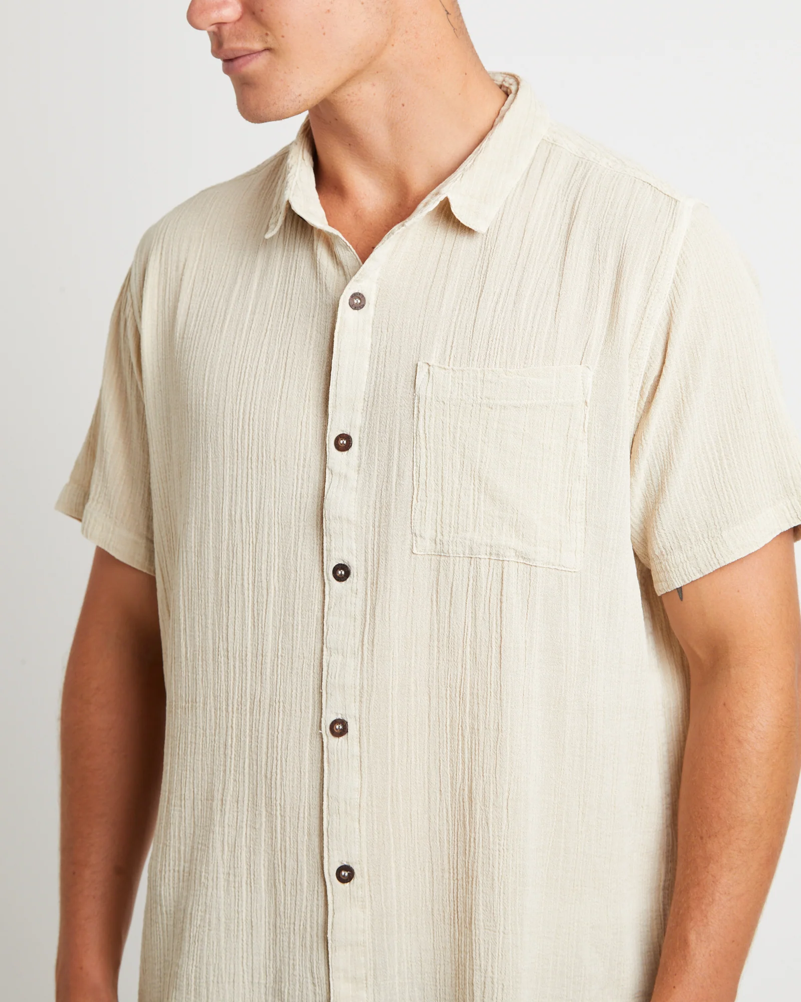 Bon Crepe Short Sleeve Shirt Natural - Image 5