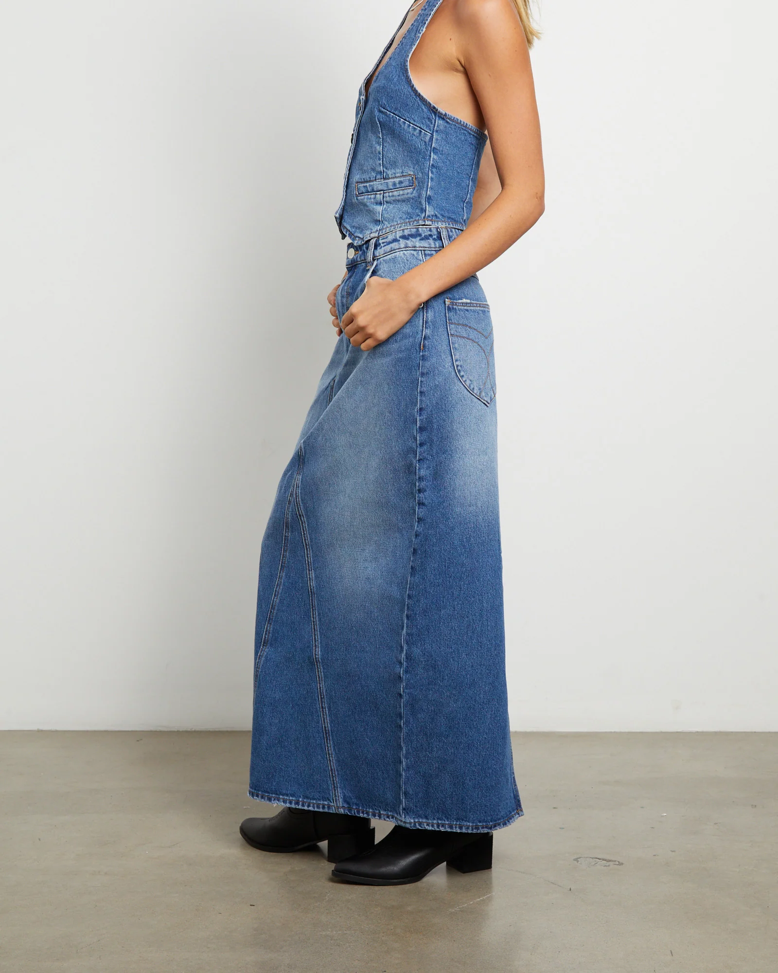 Boston Denim Maxi Skirt in Newtown - Image 3