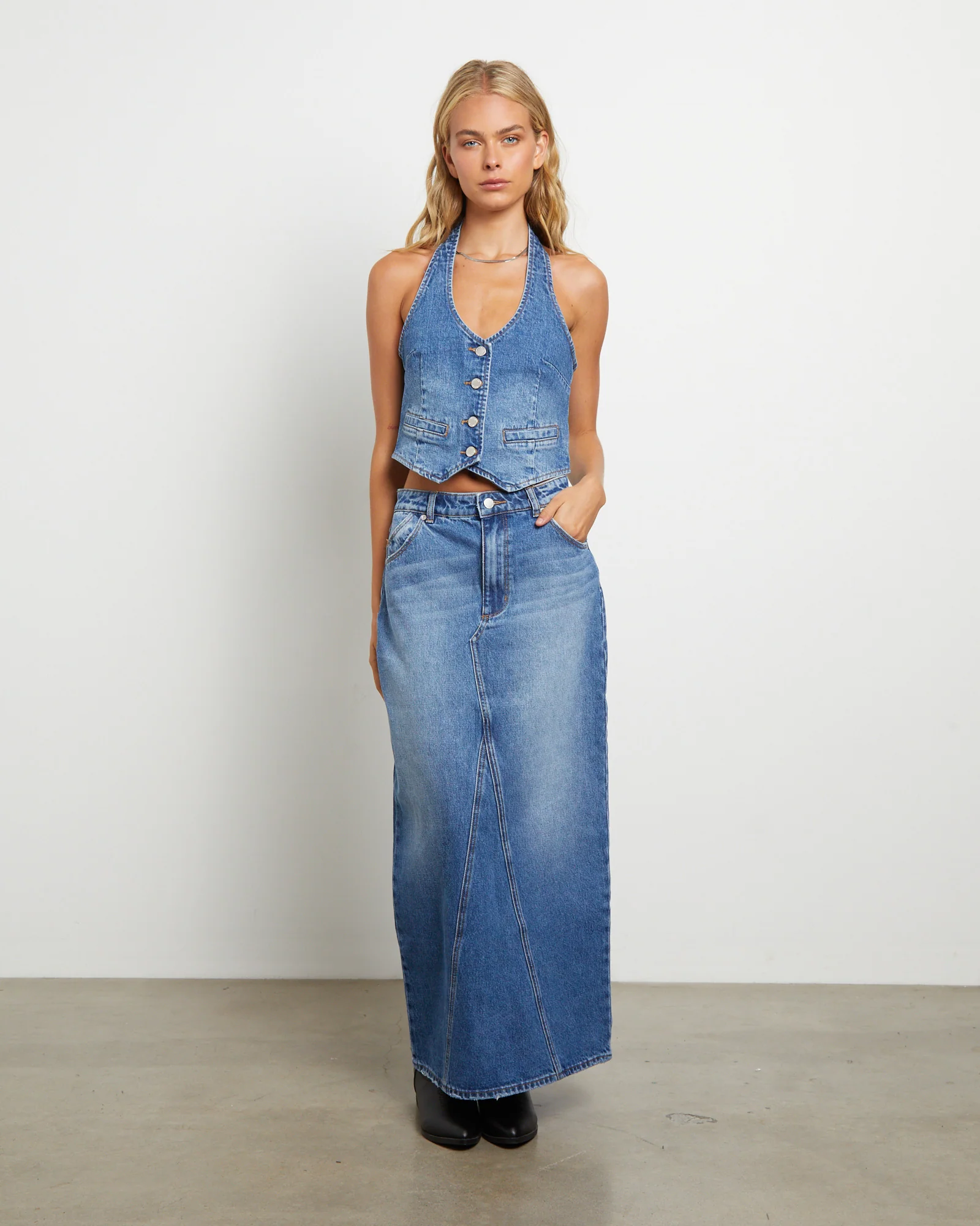 Boston Denim Maxi Skirt in Newtown - Image 4