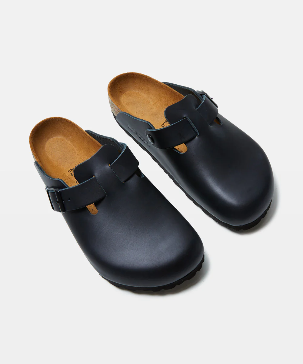 Boston Regular Smooth Leather Classic Footbed Sandals Black - Image 3