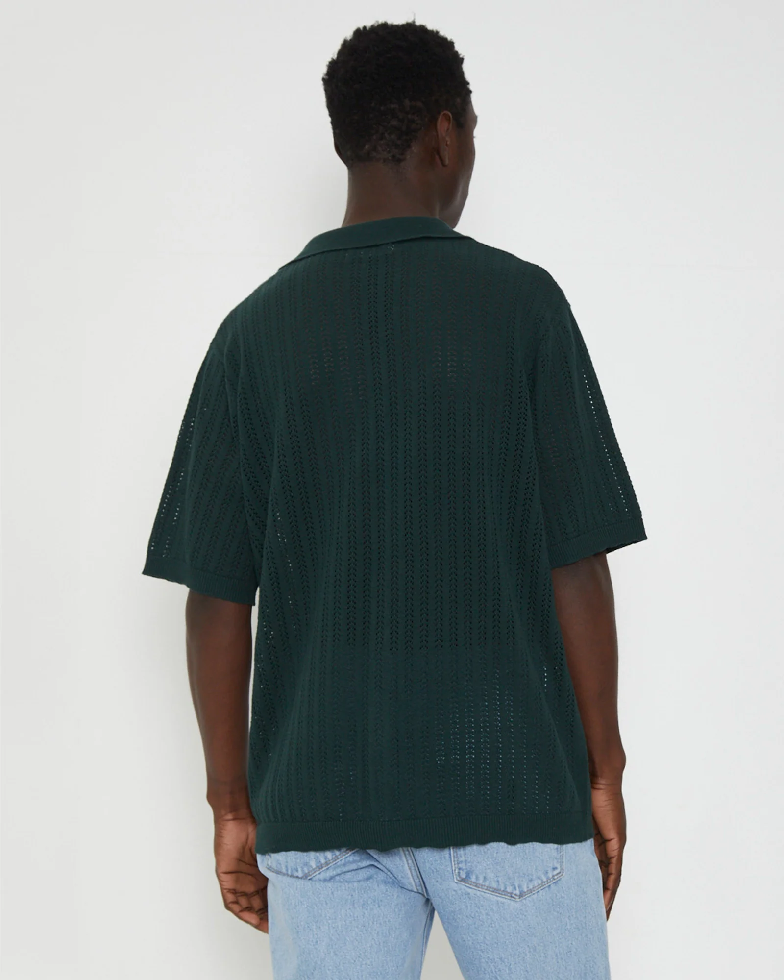 Bowler Knit Short Sleeve Shirt in Thyme Green - Image 2