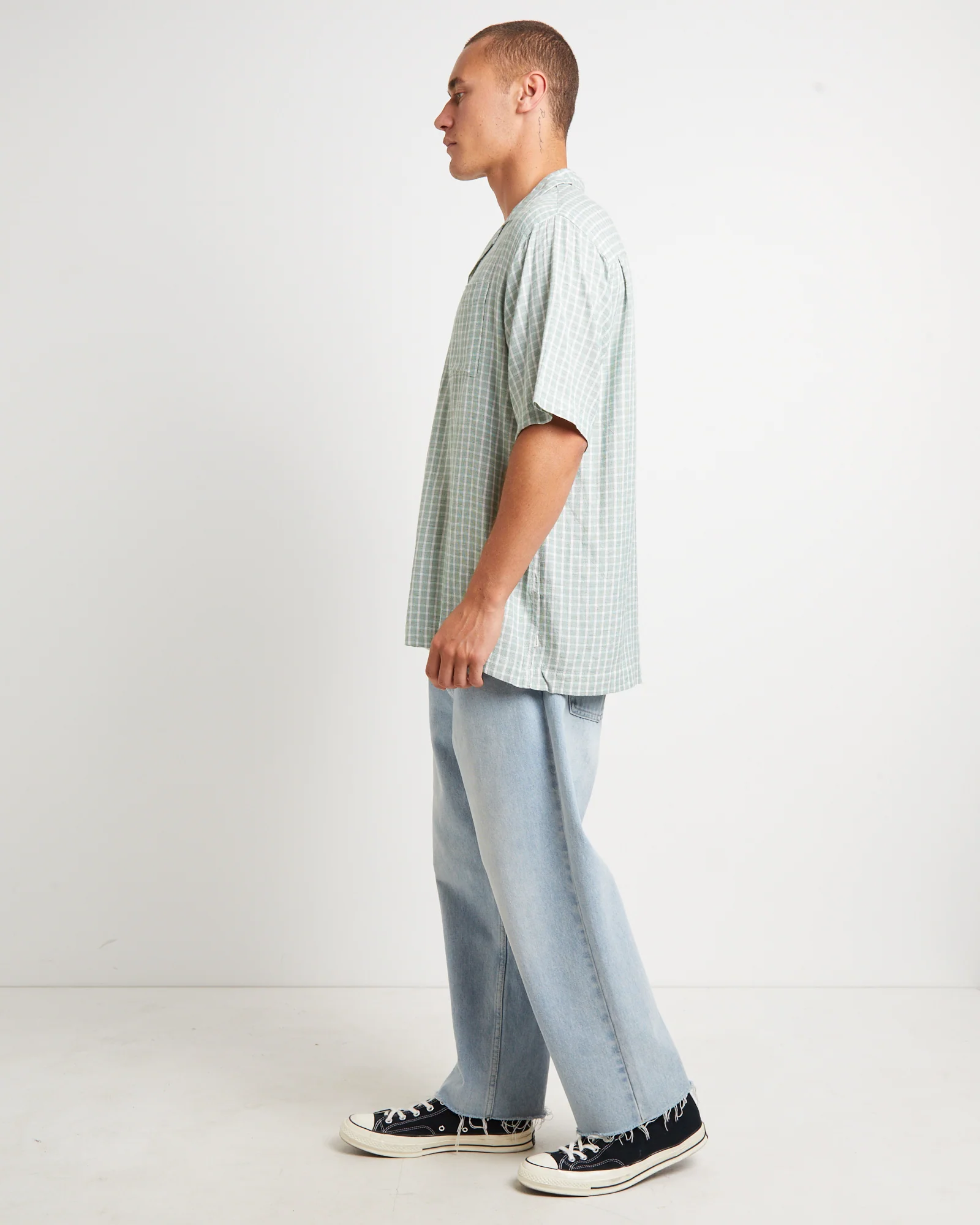 Bowler Short Sleeve Shirt in Moss Check - Image 4