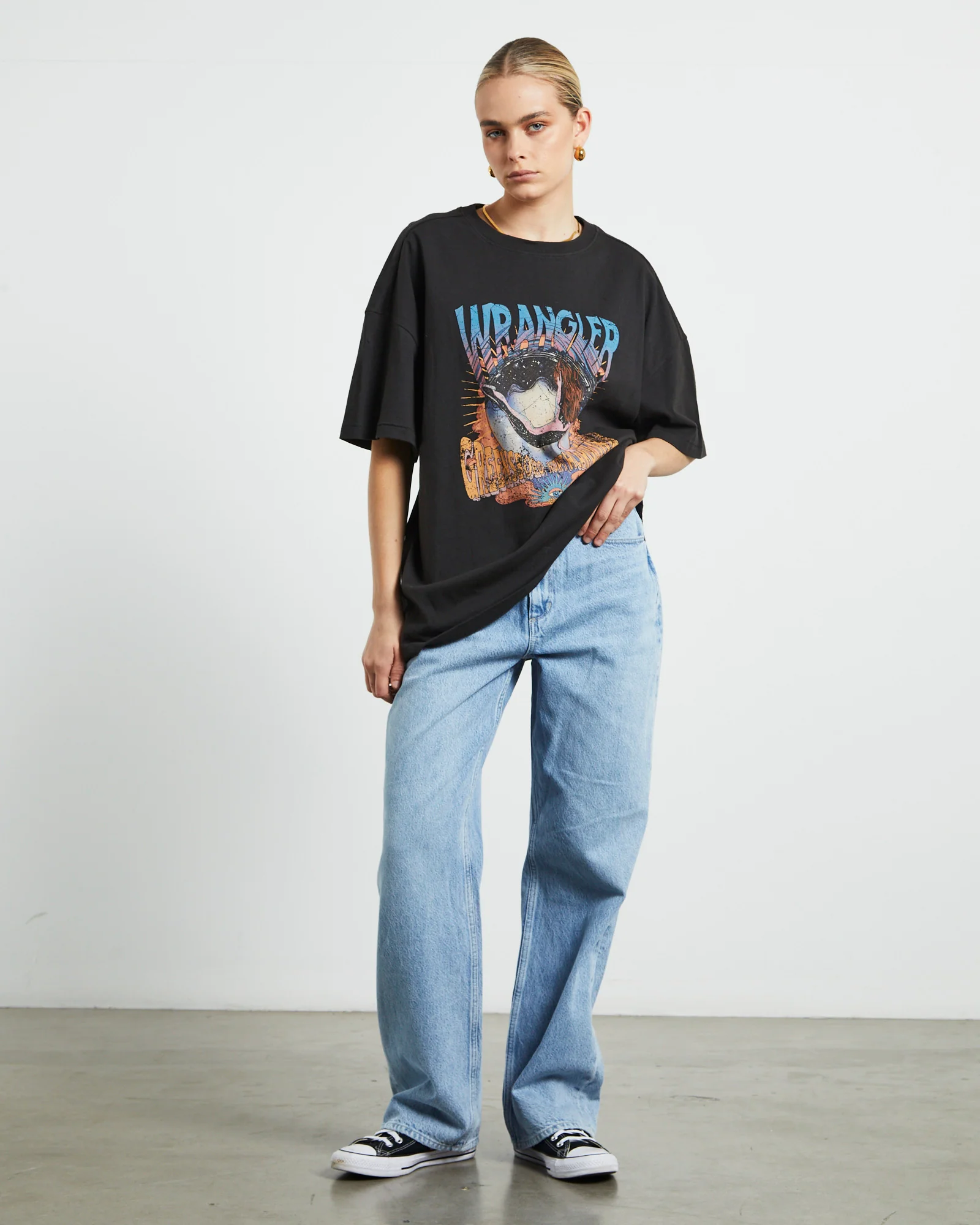 Boxy Slouch Short Sleeve T-Shirt in Transcending Black - Image 3