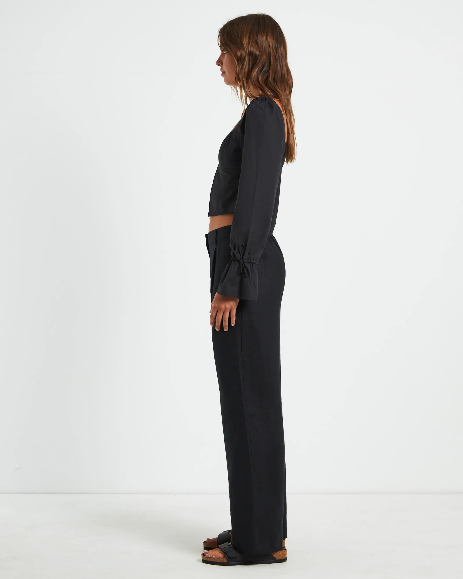 Bree Poplin Button Shirt in Black - Image 4