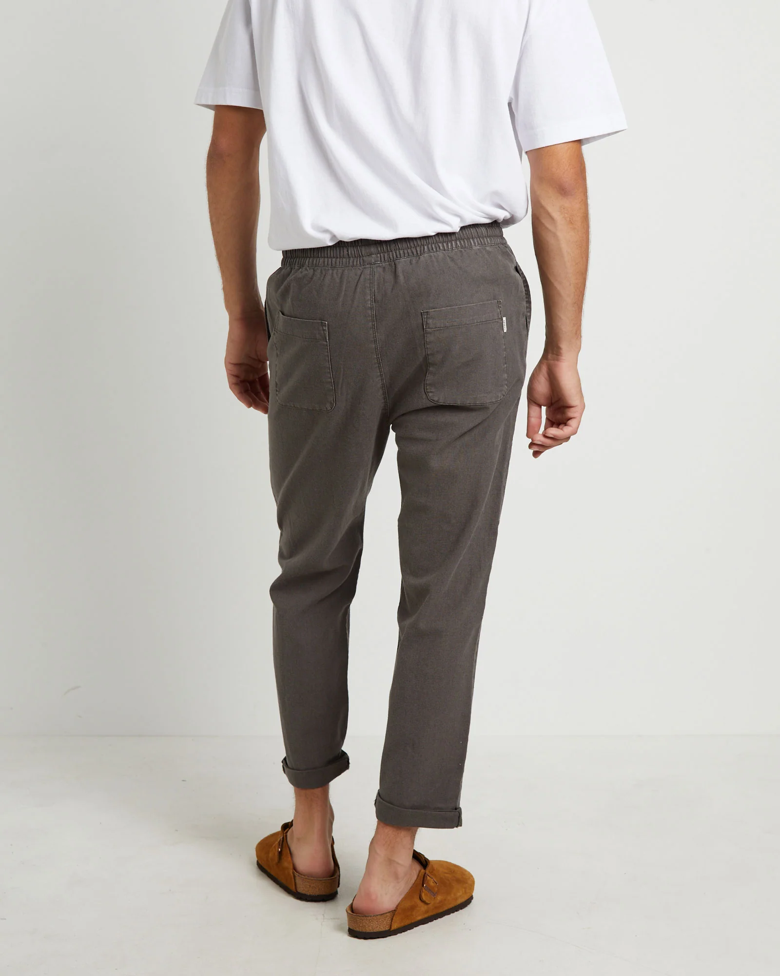 Brody Linen Pants in Muted Olive - Image 2