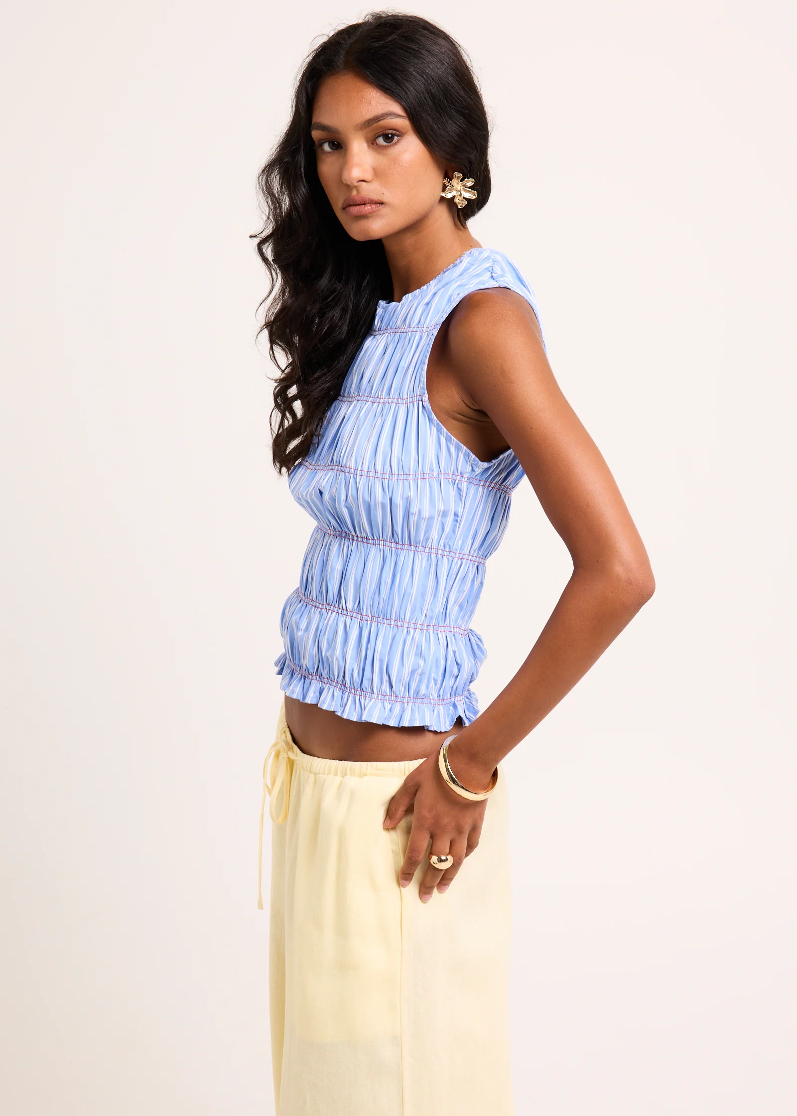 Brooke Contrast Shirred Top - Image 3