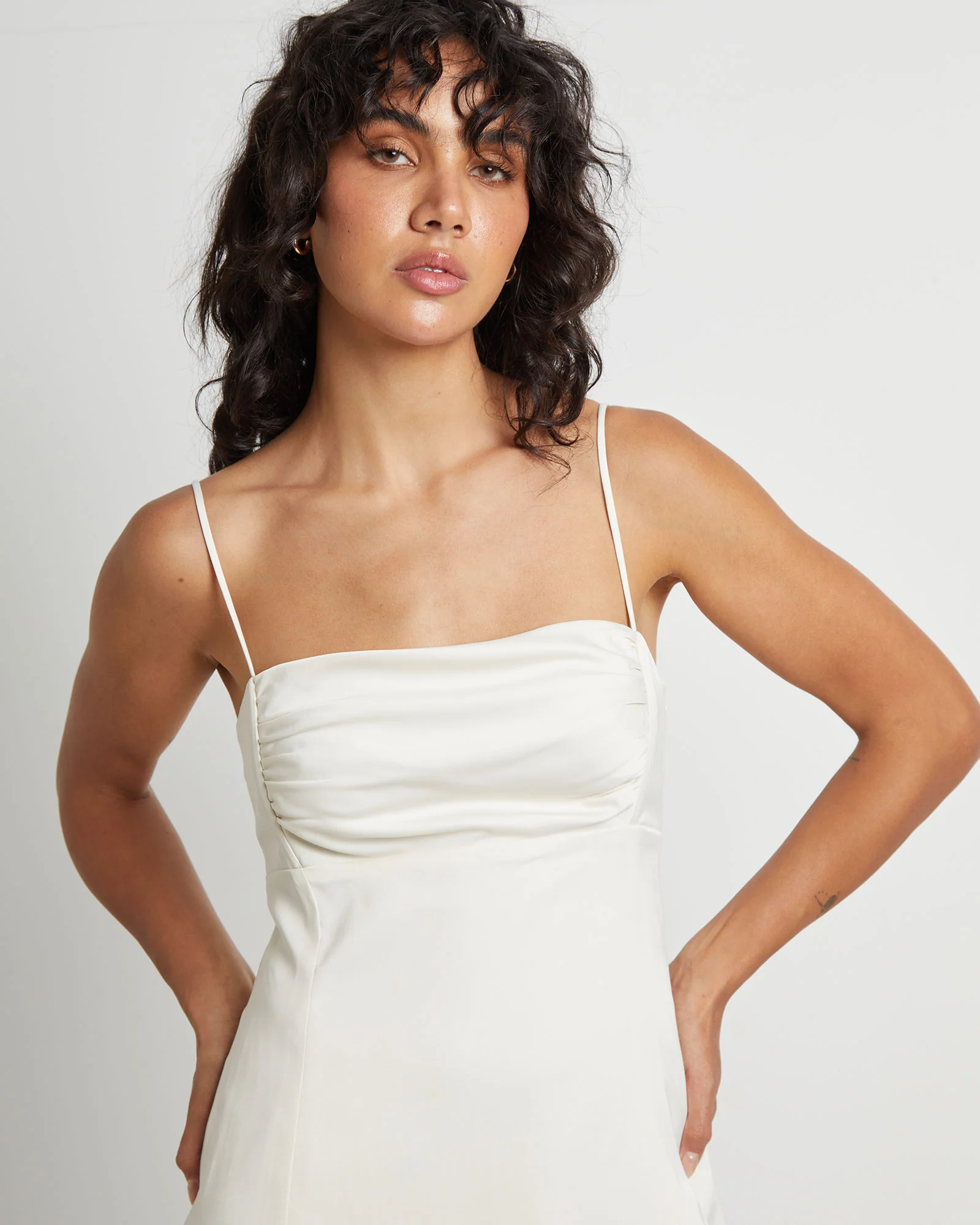 Brooke Push Up Mini Slip Dress in Ivory - Image 5