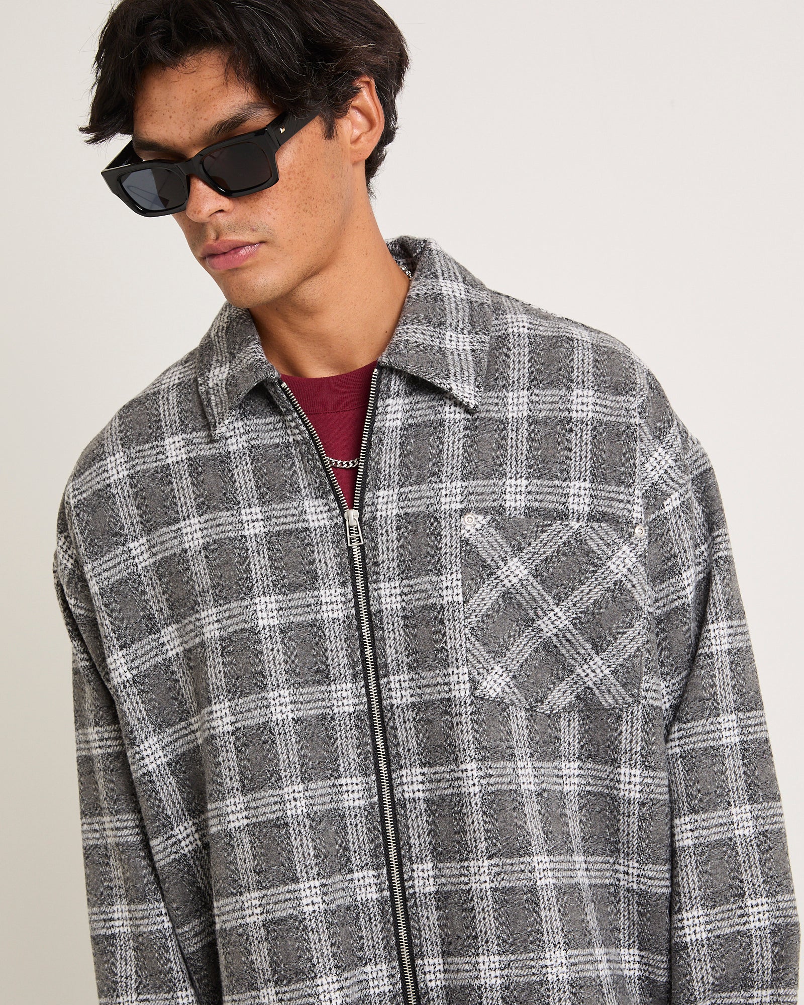 Brushed Check Zip Jacket - Image 5