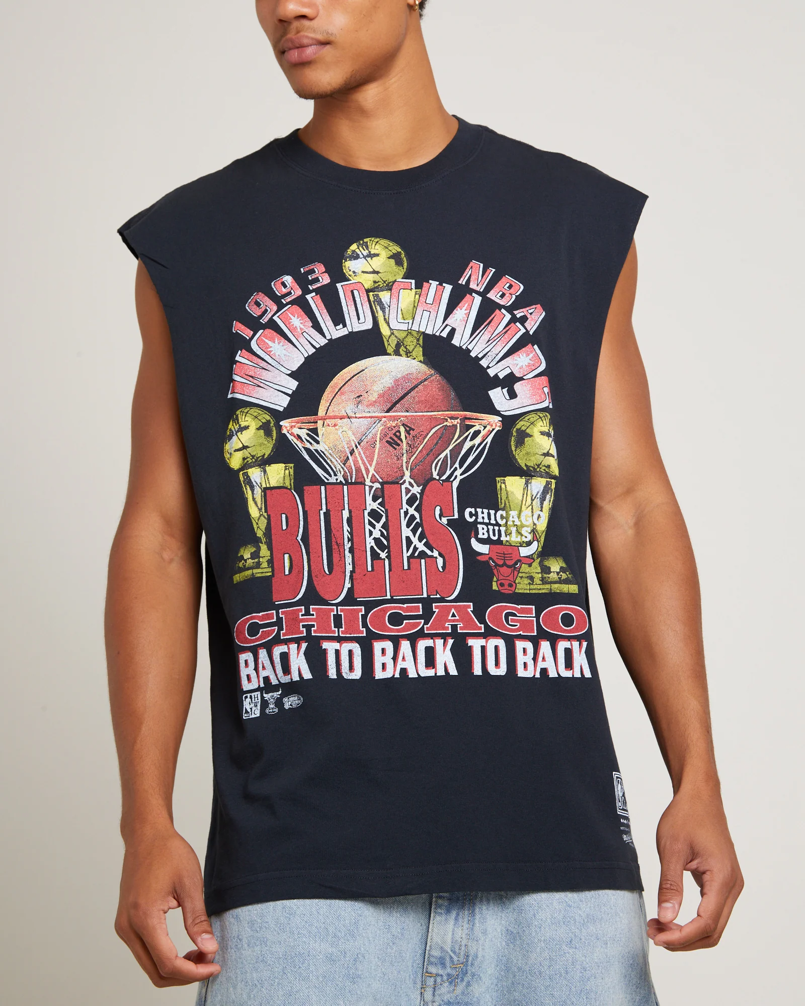 Bulls Muscle Top in Faded Black - Image 5