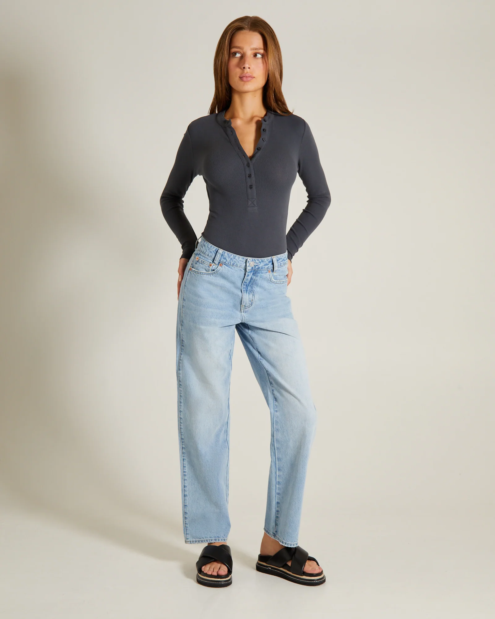 Button Front Long Sleeve Bodysuit - Image 3