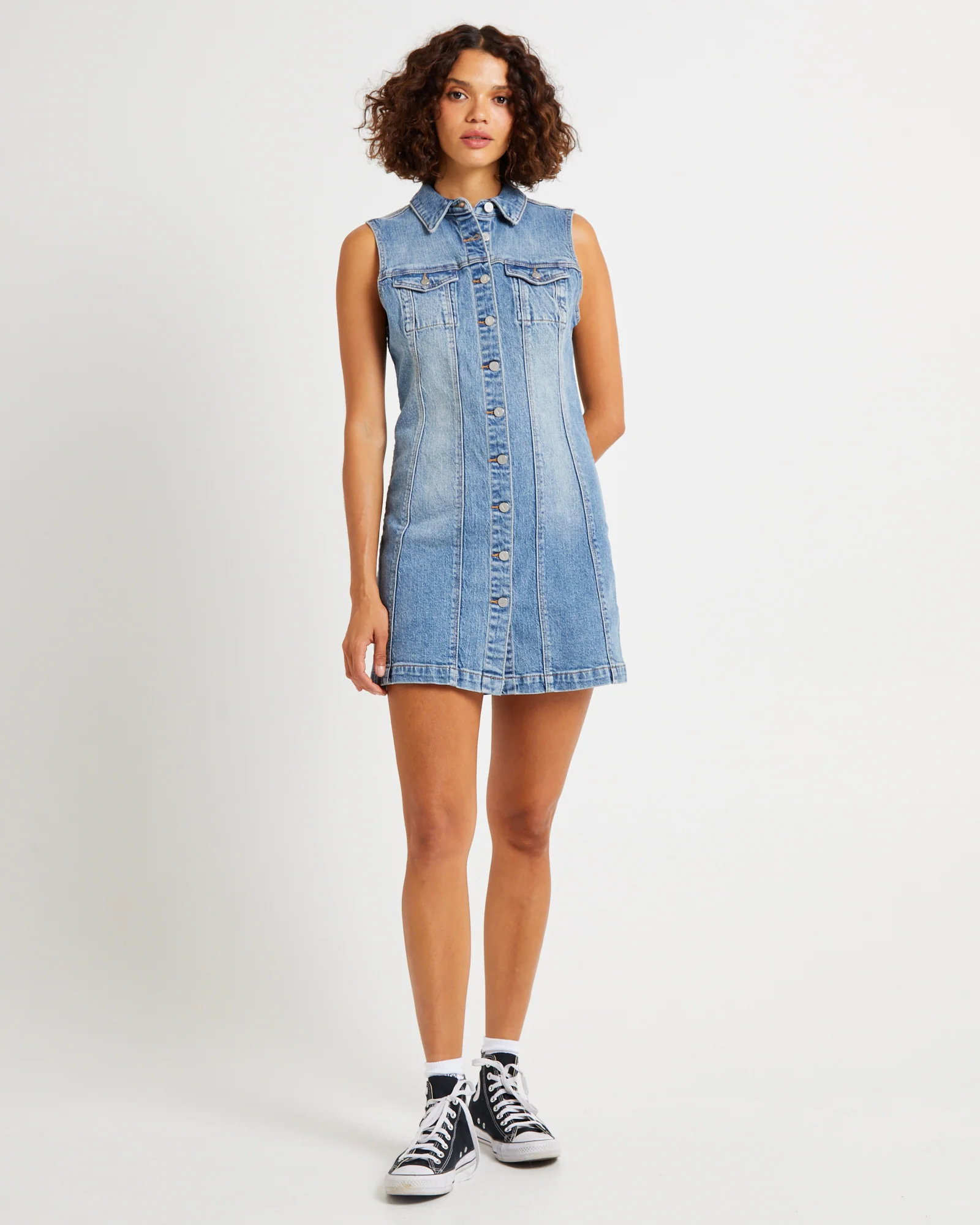 Button Up Denim Mini Dress Lula - Image 3