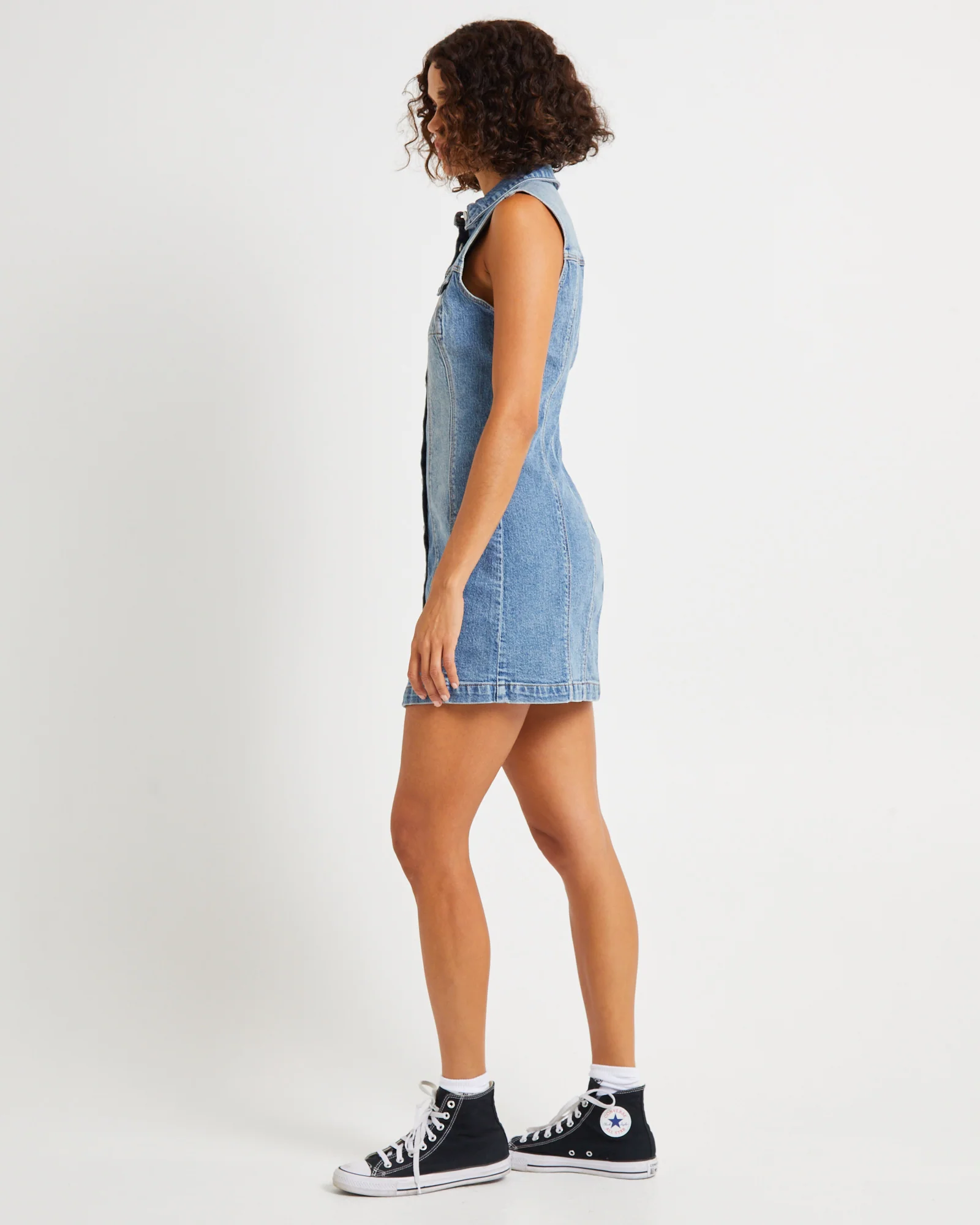 Button Up Denim Mini Dress Lula - Image 4