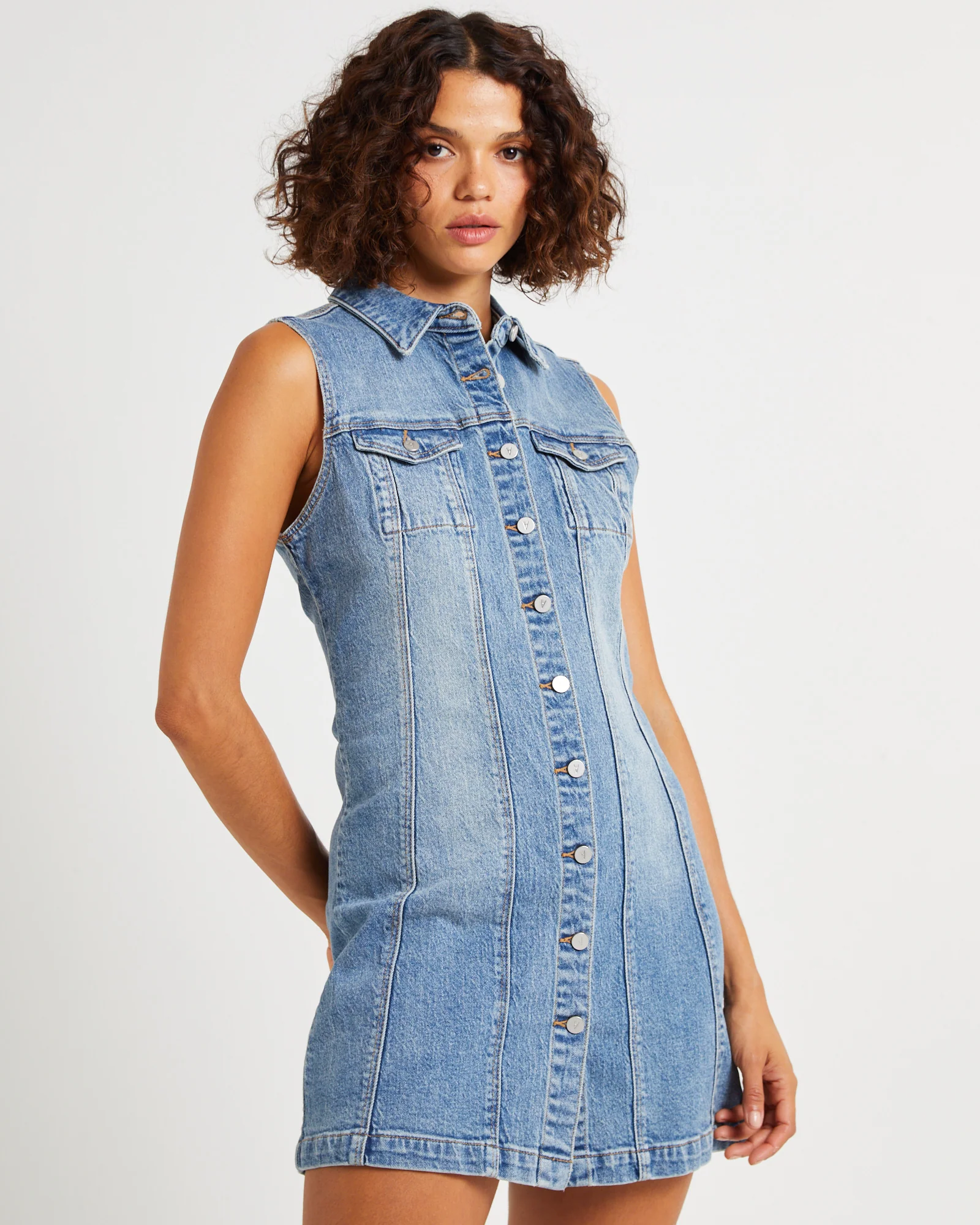 Button Up Denim Mini Dress Lula - Image 5