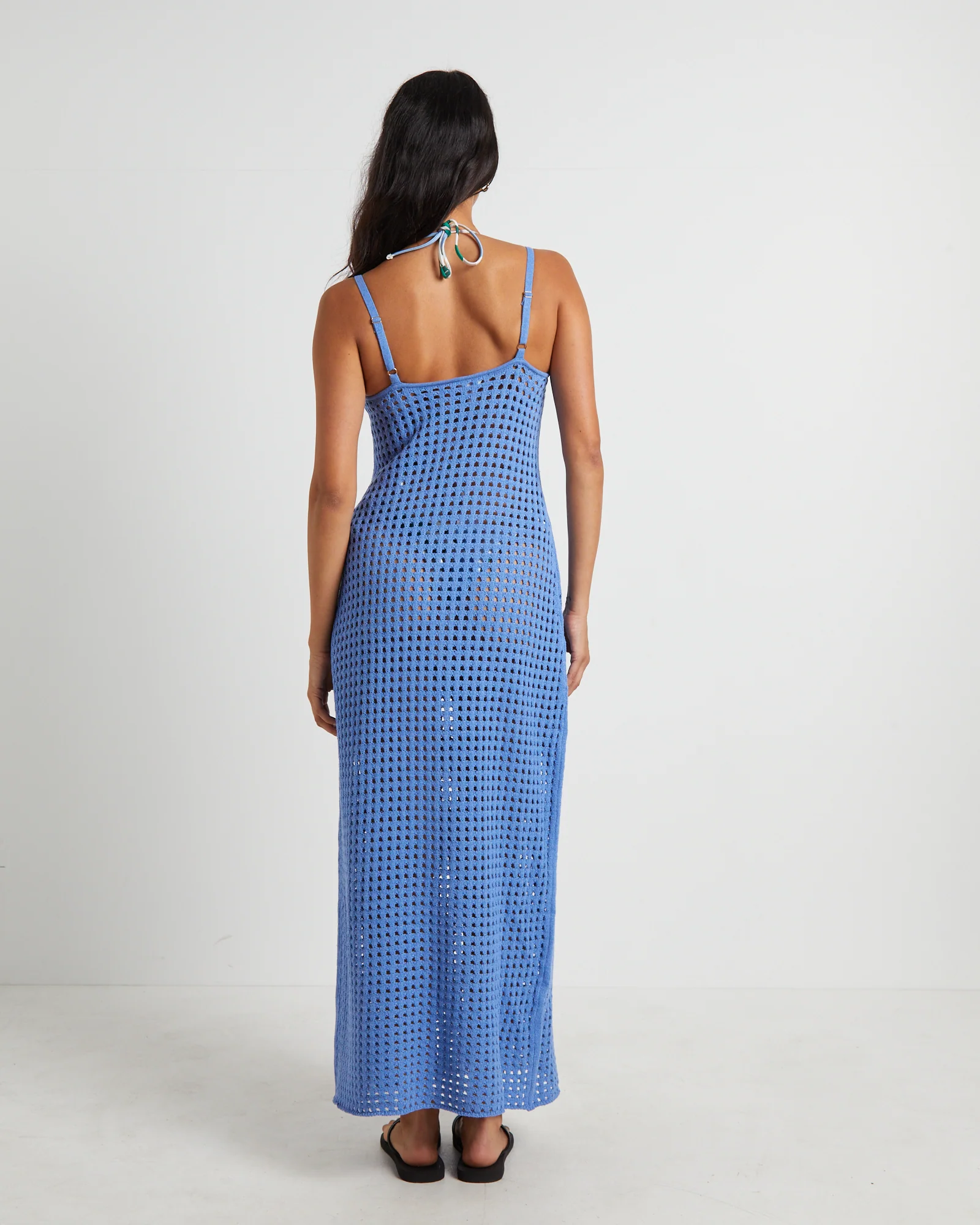 Calypso Crochet Midi Dress in Sea Blue - Image 2