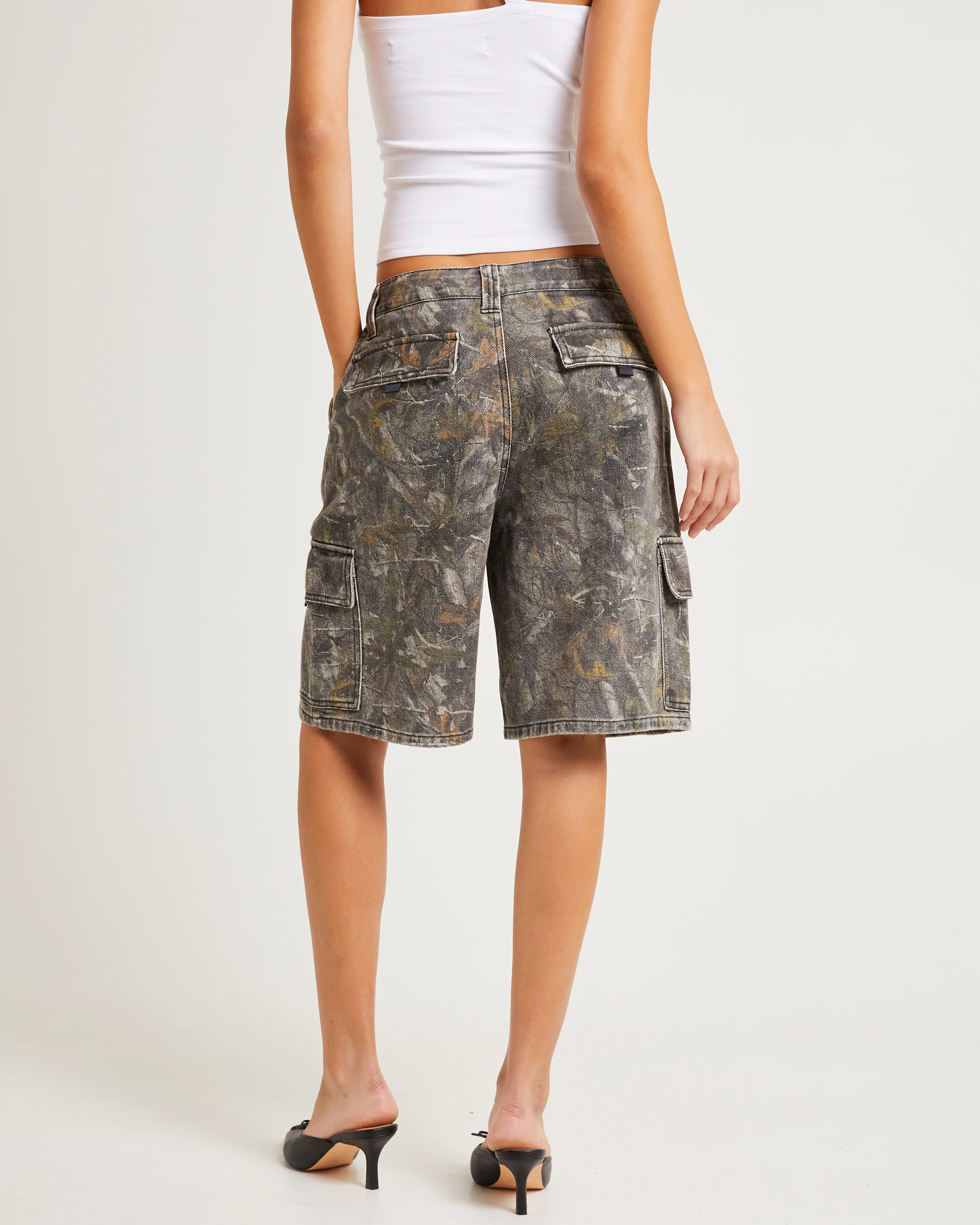 Camo Cargo Denim Jorts - Image 2