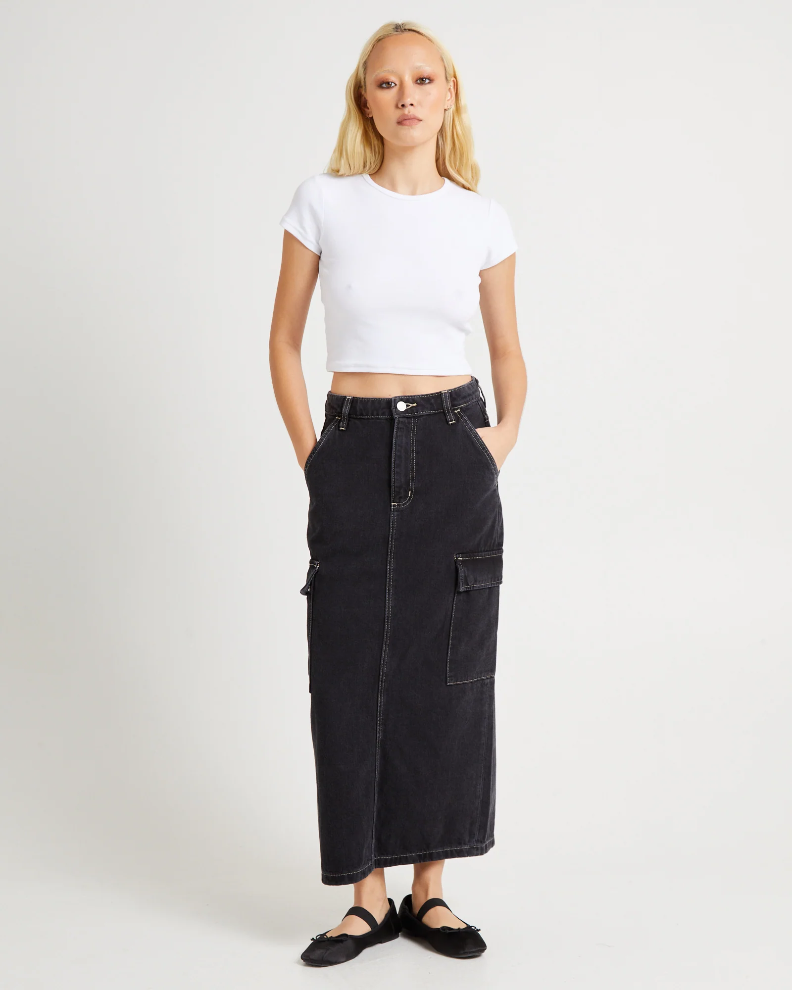 Cargo Midi Denim Skirt Throwback - Image 3