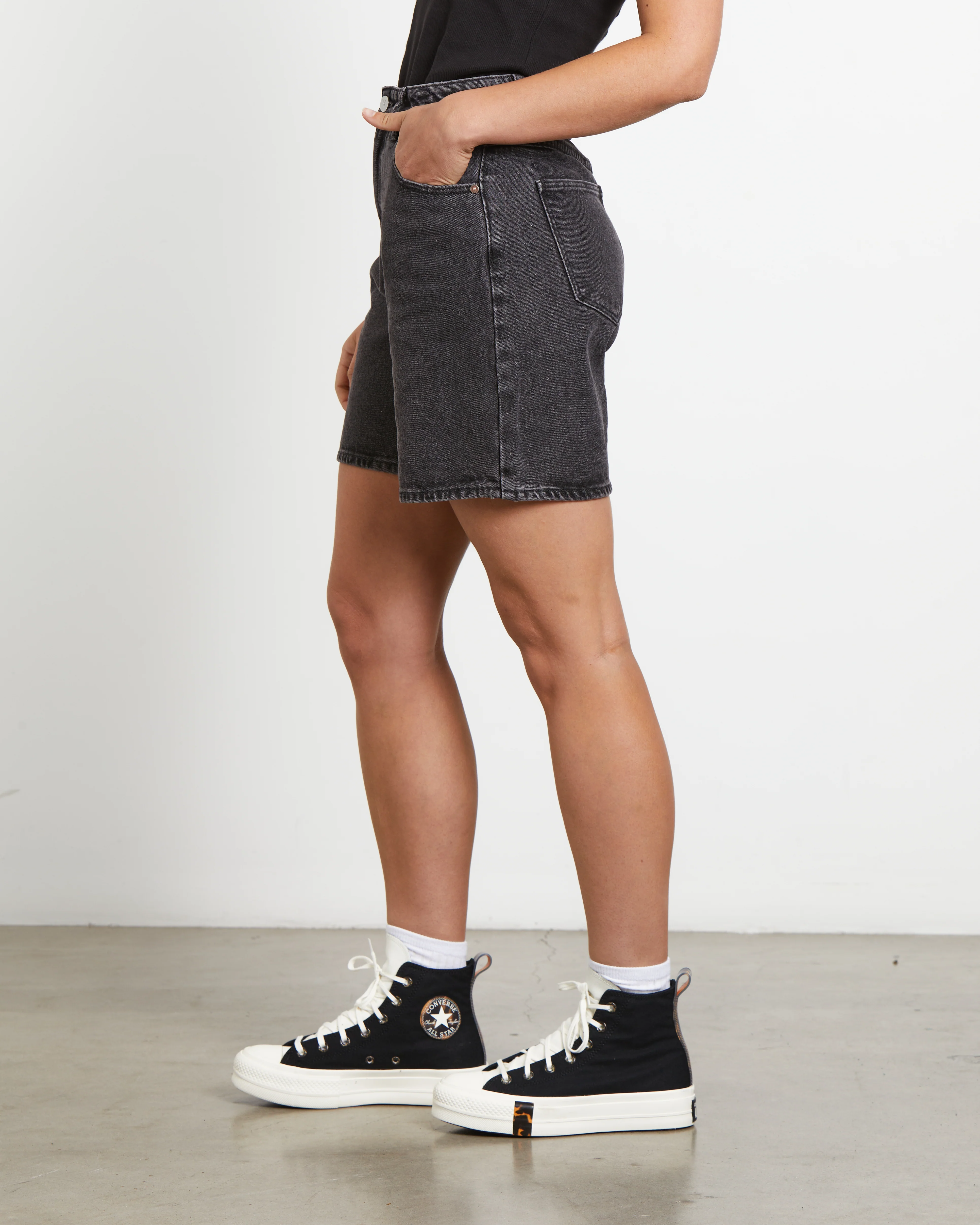 Carrie Denim Shorts in Piper Black - Image 4