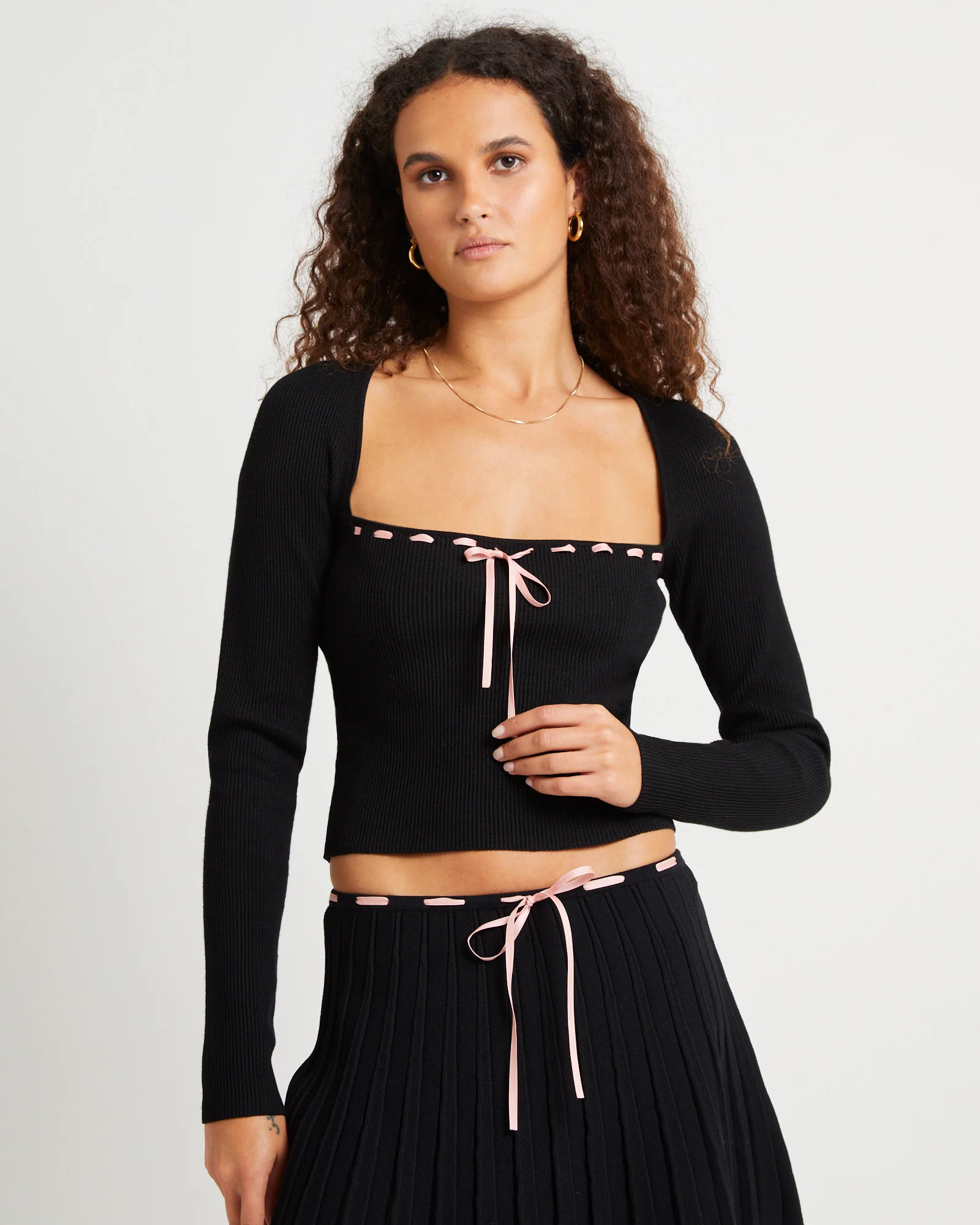 Cartia Laced Square Neck Knit Top - Image 5