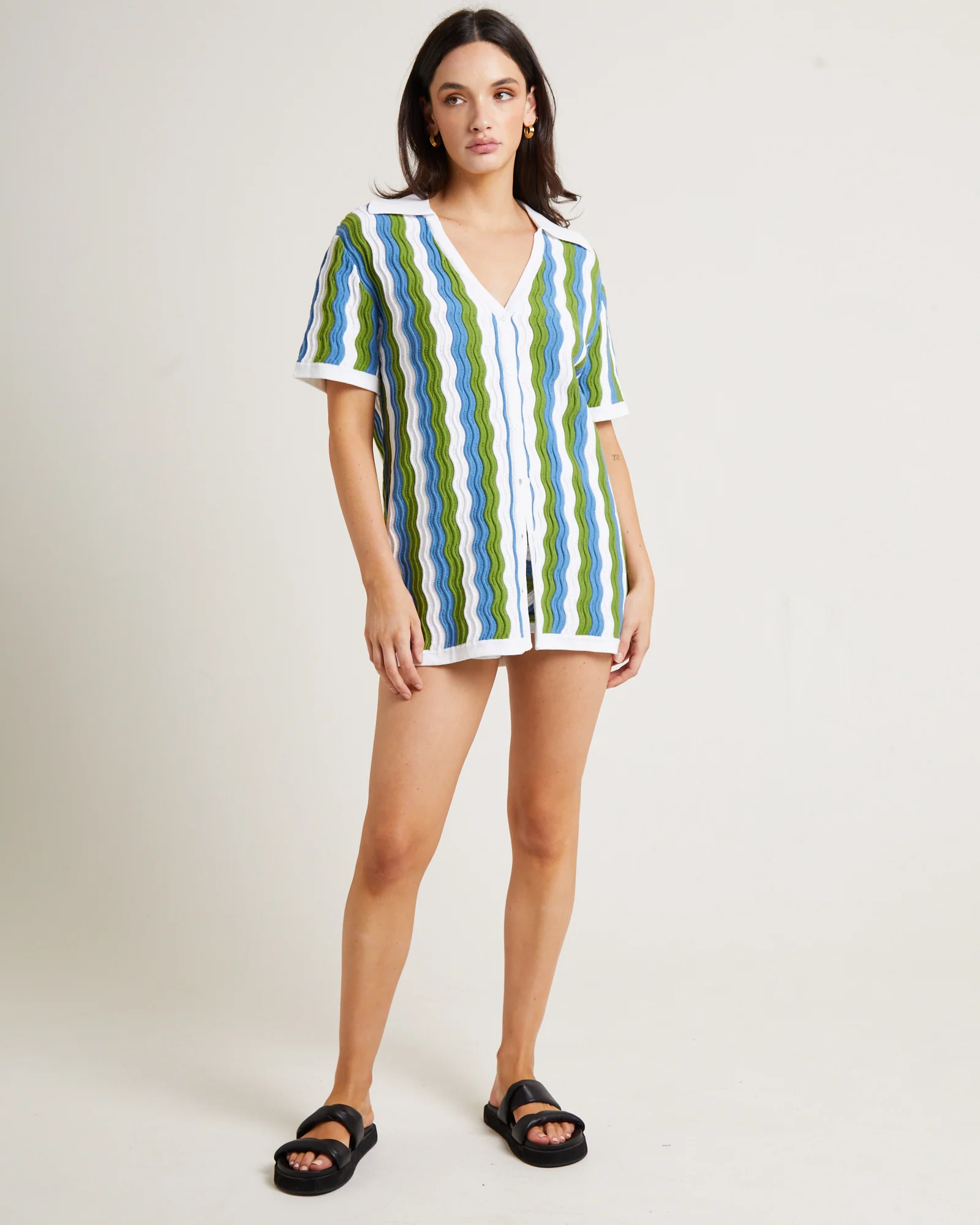 Cher Knit Shirt Dress - Image 3