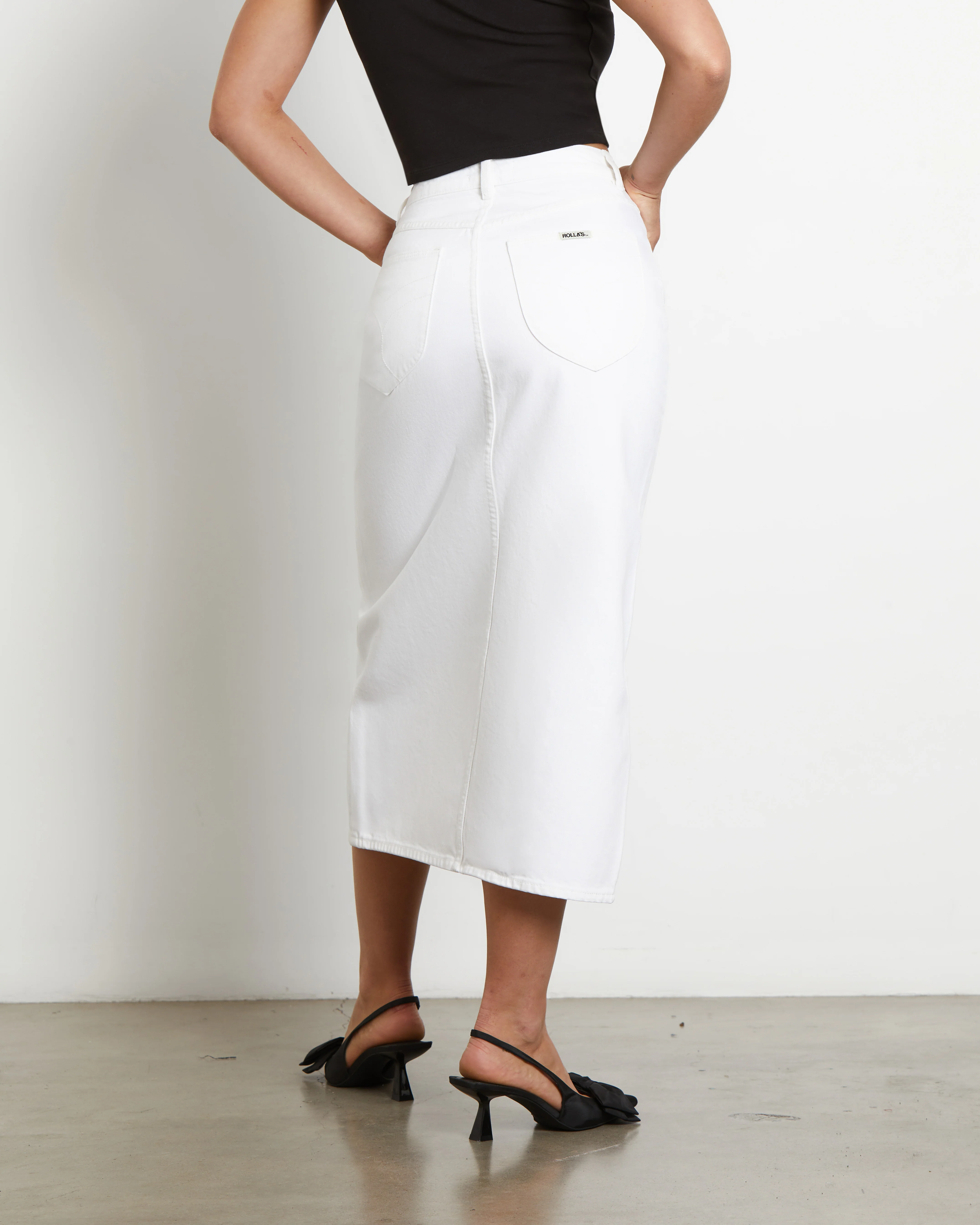 Chicago Denim Midi Skirt in White - Image 2