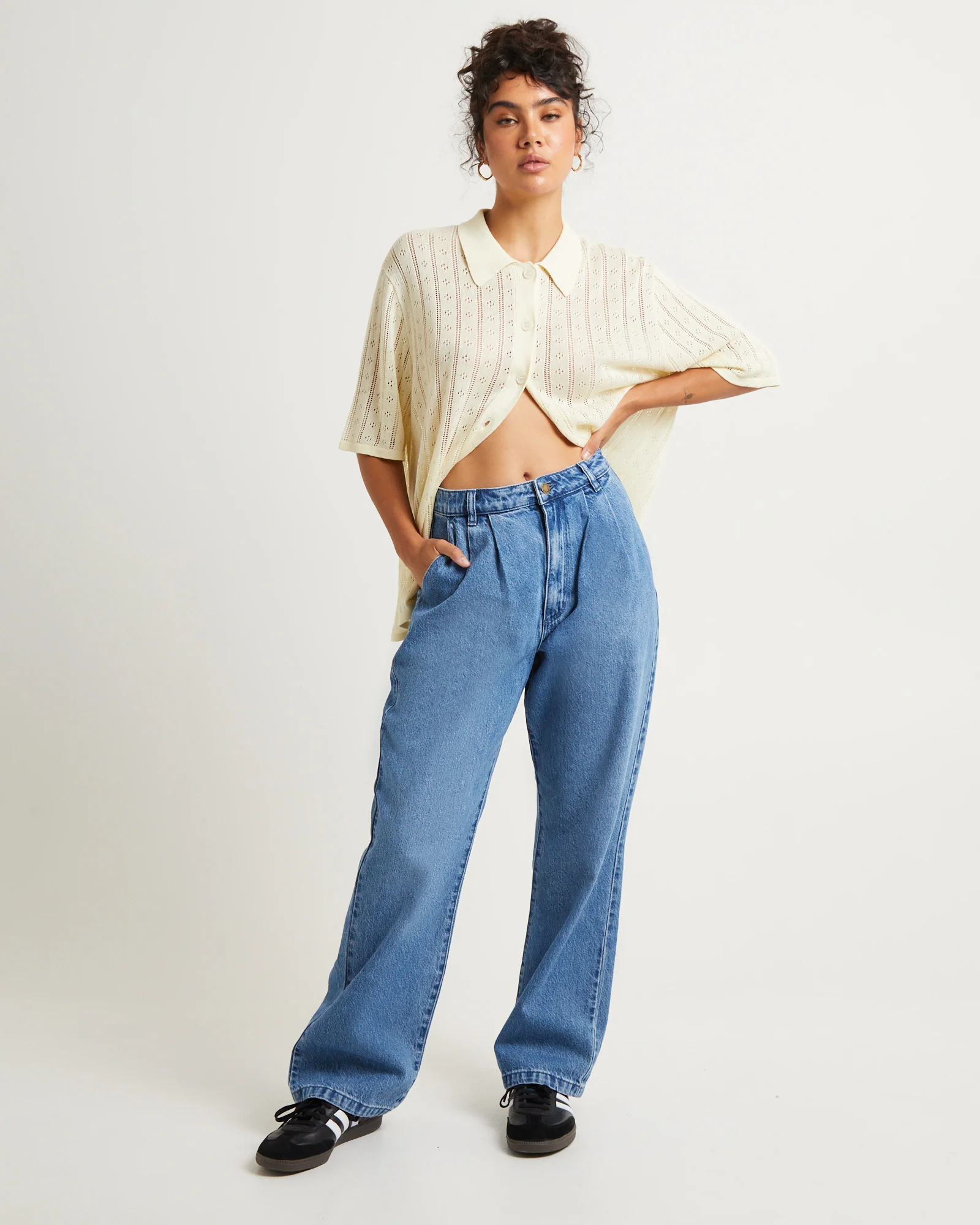 Chloe Pleat Denim Jeans Azure - Image 4