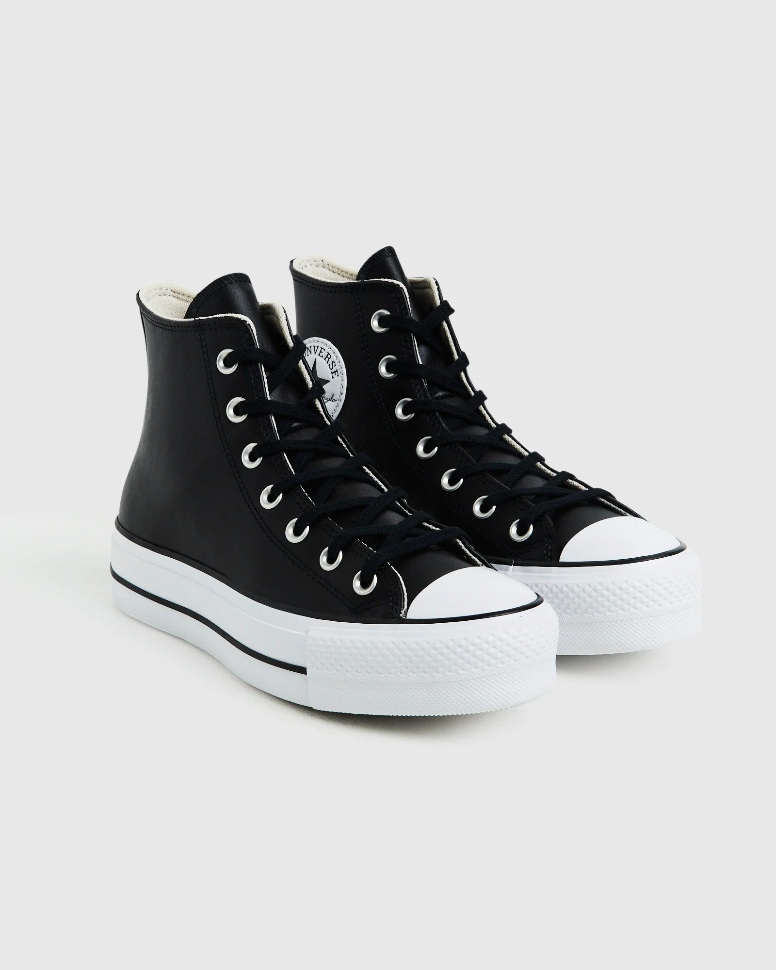 Chuck Taylor All Star Leather Platform Hi Top Sneakers Black - Image 3