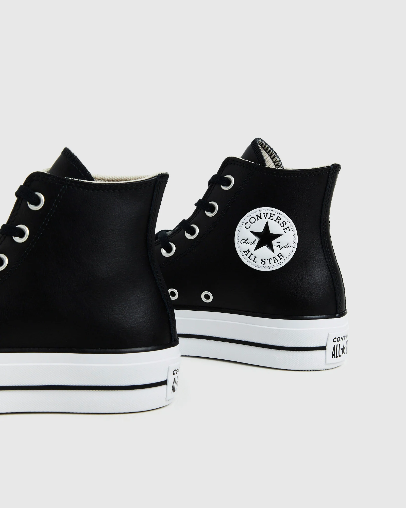 Chuck Taylor All Star Leather Platform Hi Top Sneakers Black - Image 4