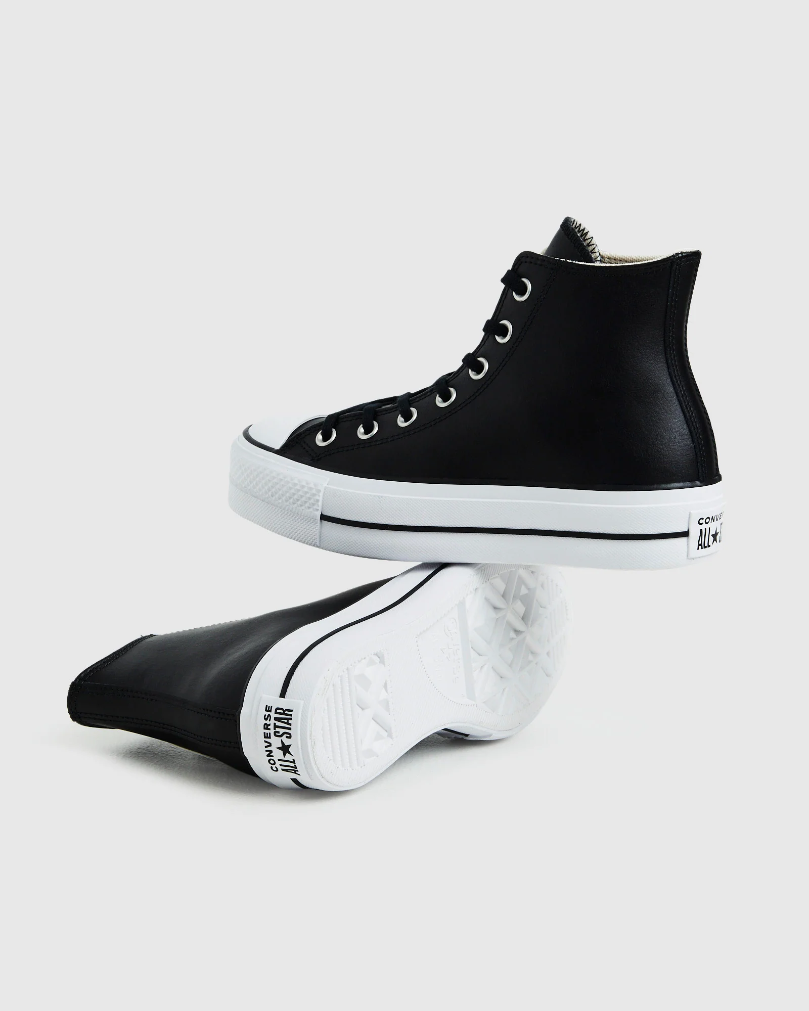 Chuck Taylor All Star Leather Platform Hi Top Sneakers Black - Image 6