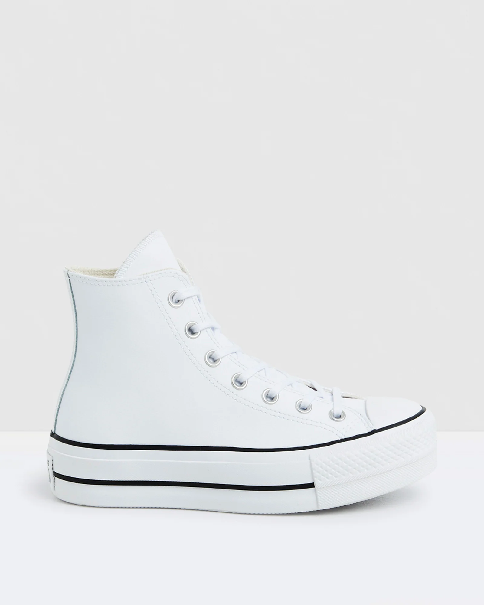 Chuck Taylor All Star Leather Platform Hi Top Sneakers White - Image 2